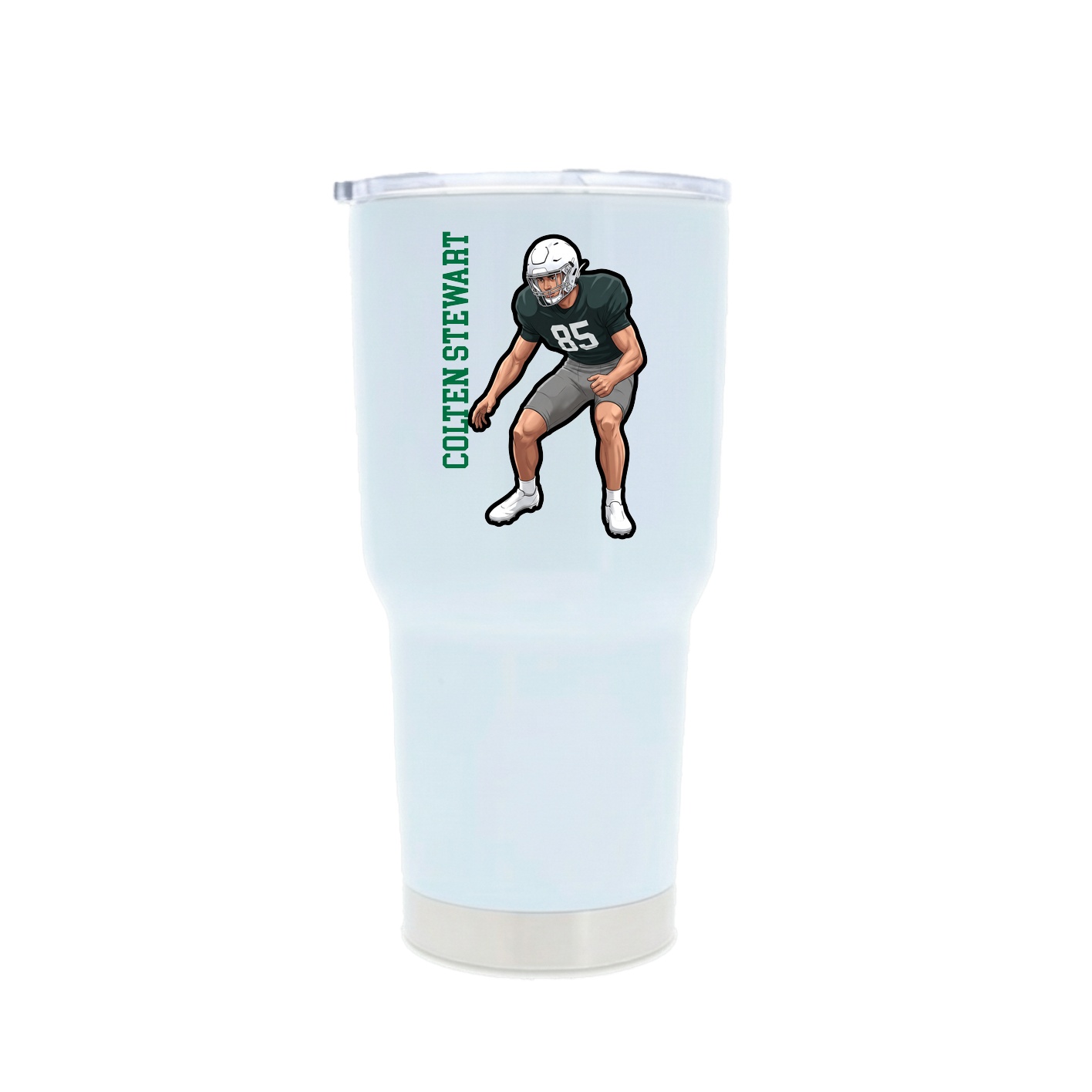 30oz Stainless Steel Tumbler — Name Vertical in White