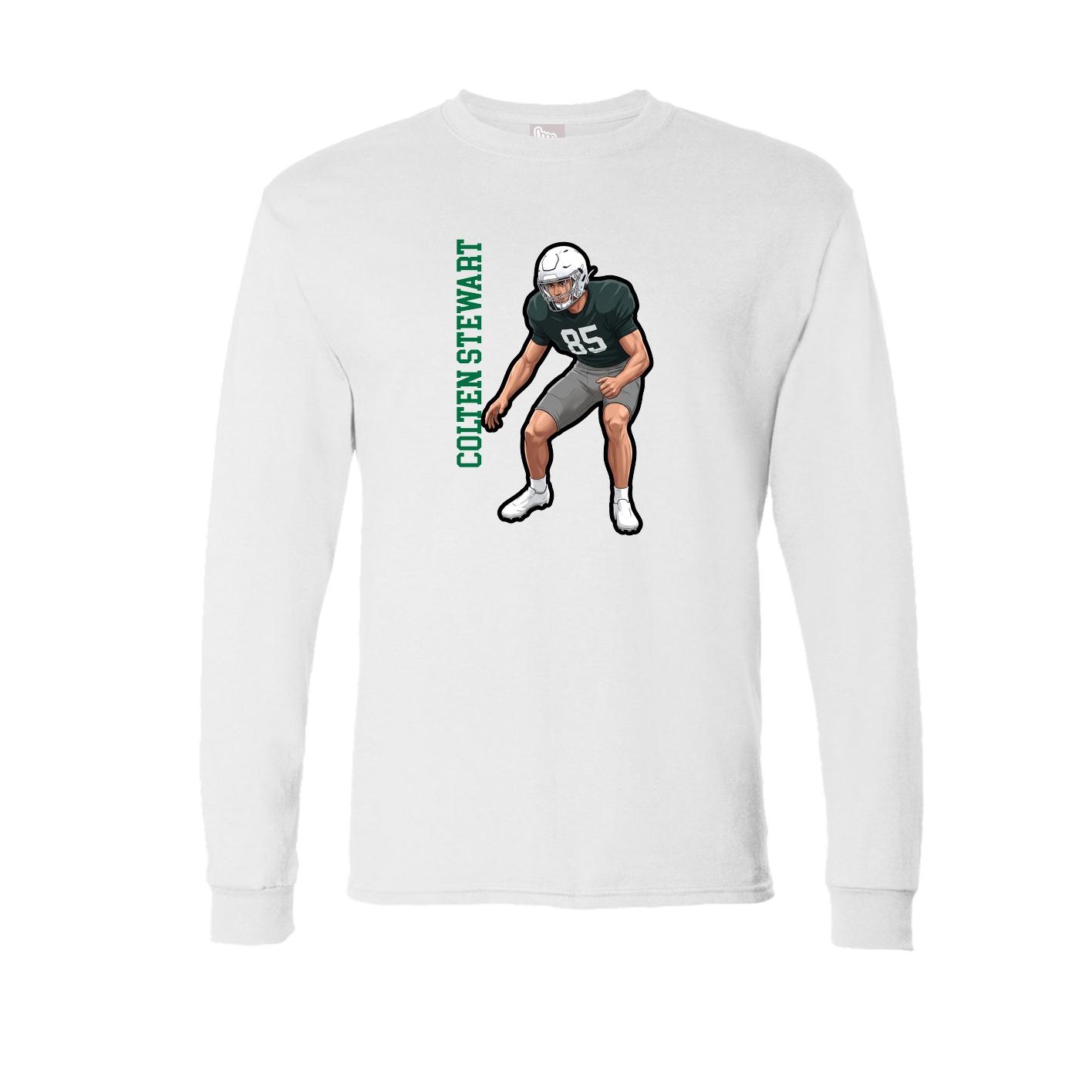 Long Sleeve Tee — Name Vertical in White
