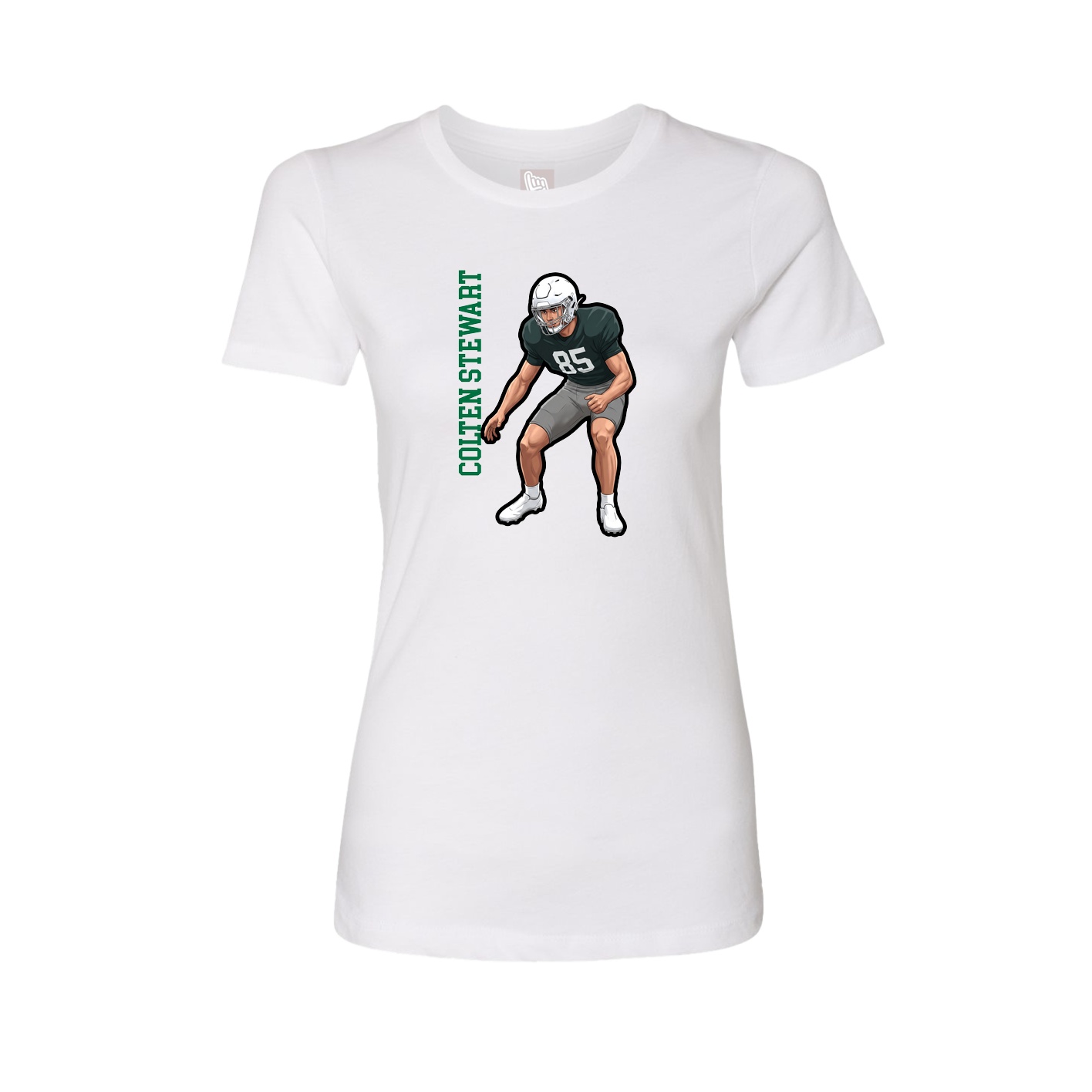 Fitted Women's Tee — Name Vertical in White