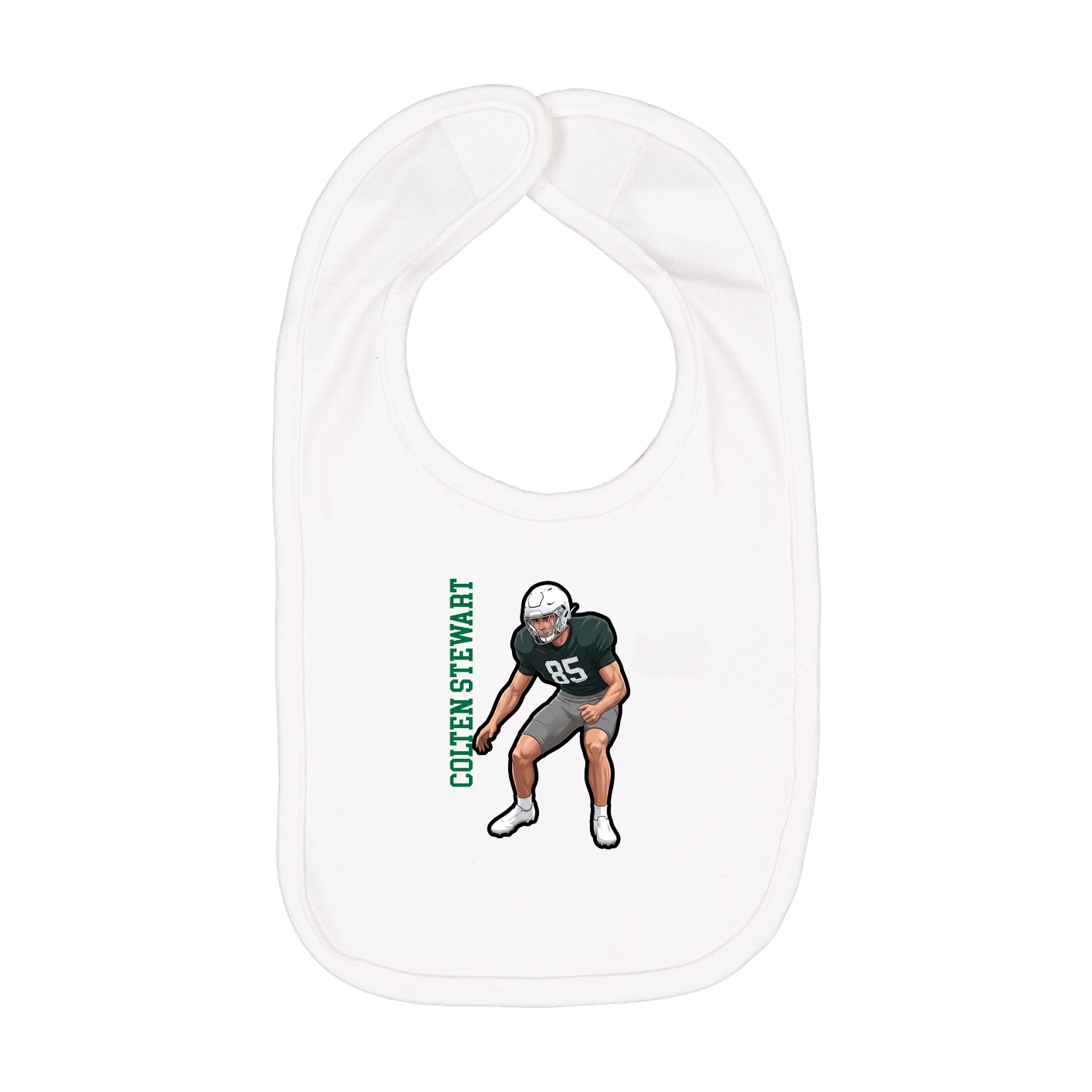 Infant Bib — Name Vertical in White