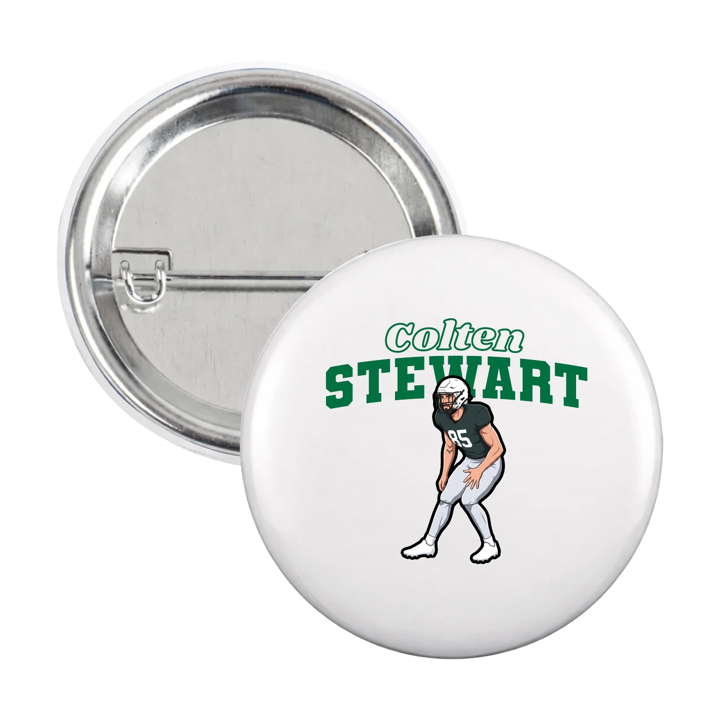 Game Day Button — Name Arch in White