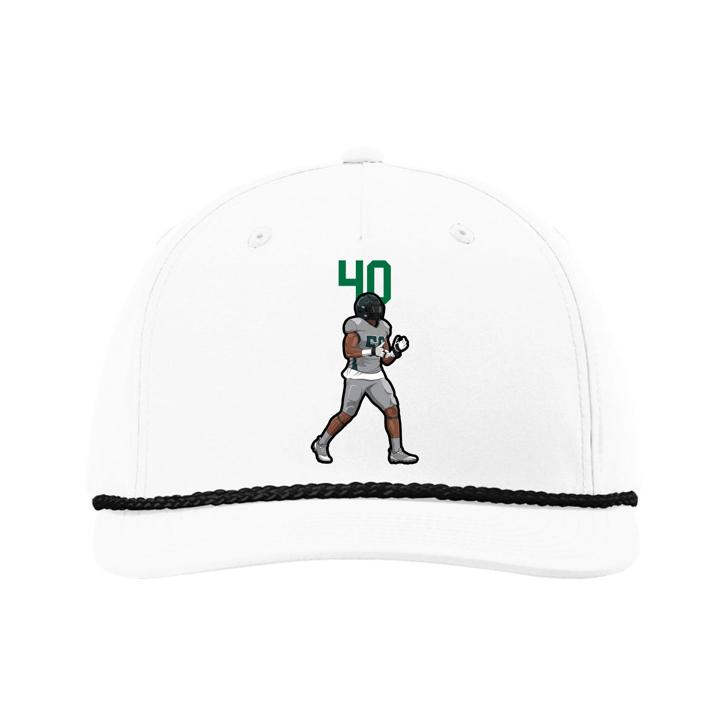 Five-Panel Classic Rope Cap — Number Top in White