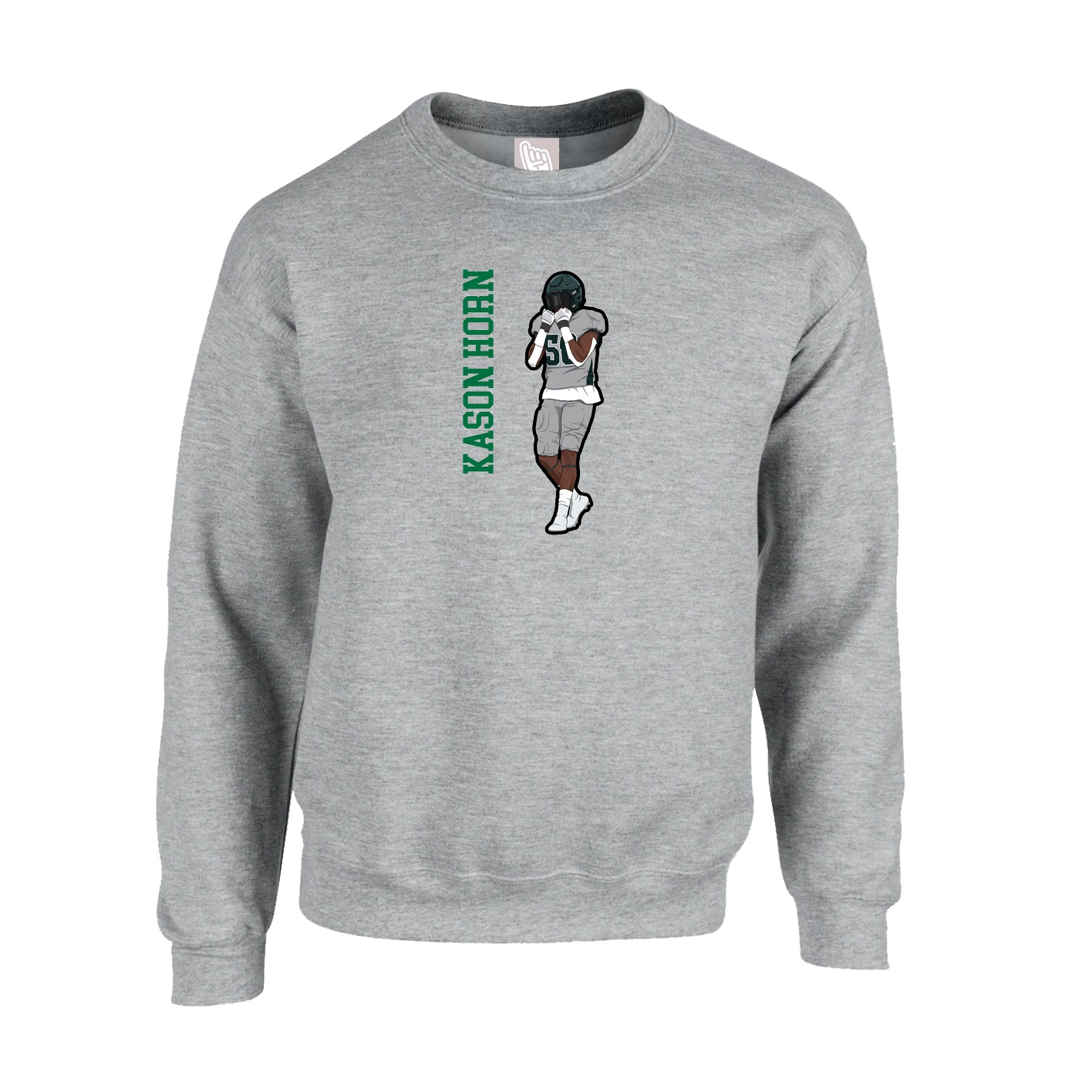 Fleece Crew — Name Vertical in Grey