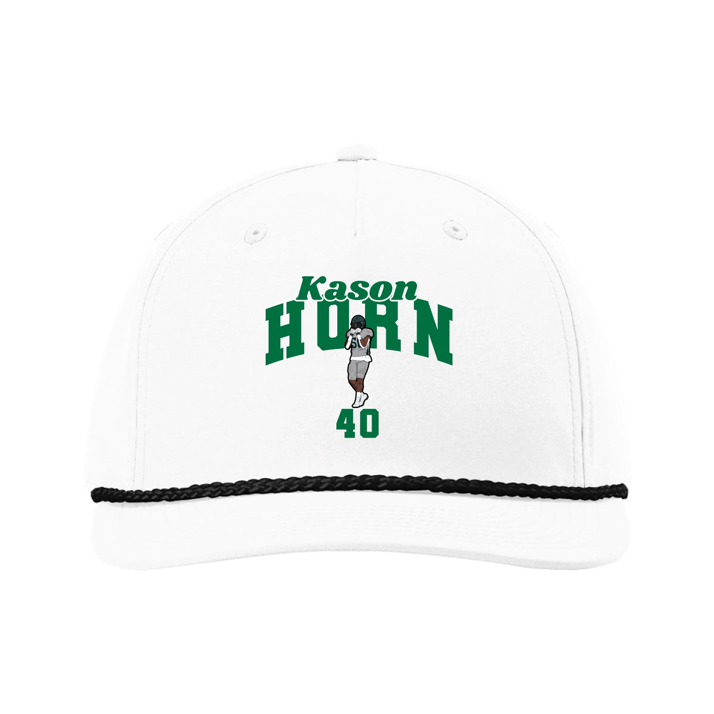 Five-Panel Classic Rope Cap — Signature Arch in White