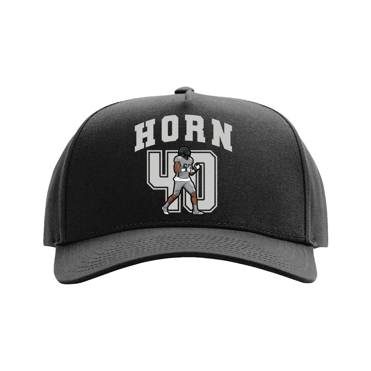 Full Fabric Five-Panel Champ Cap — Number in Black