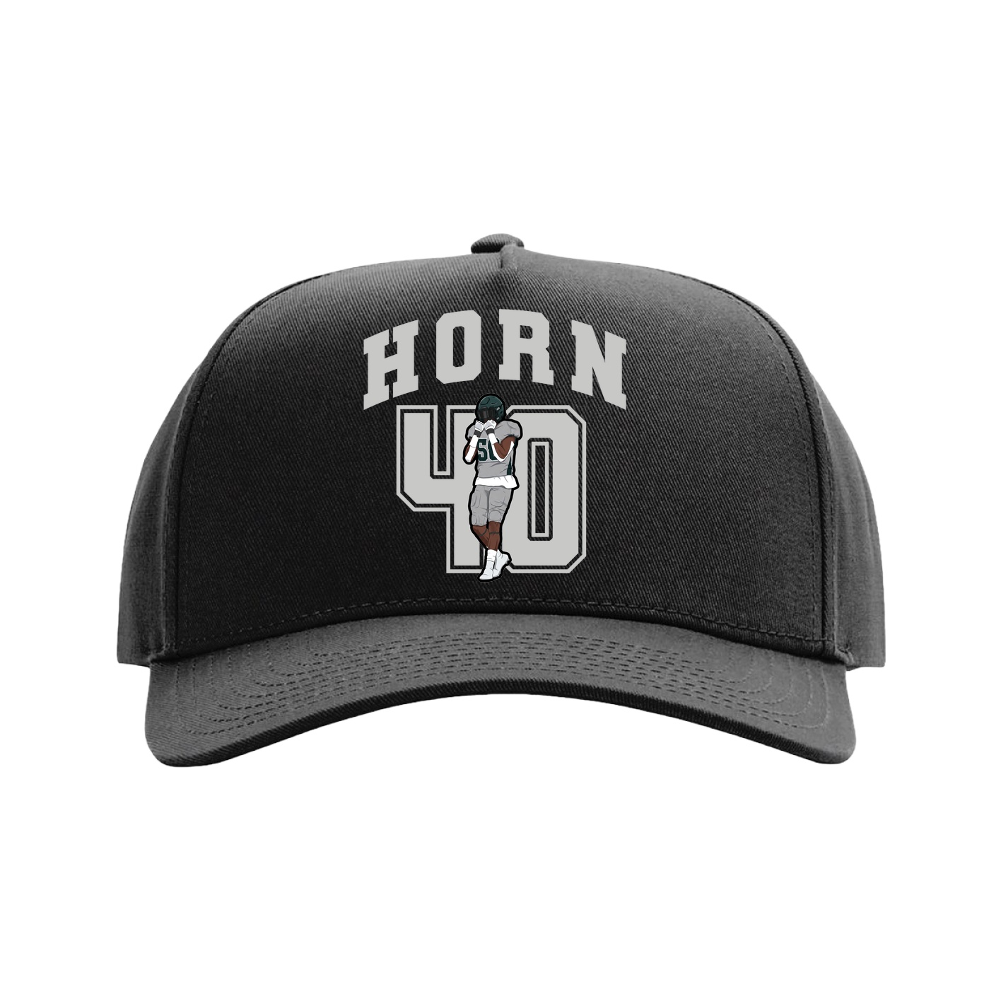 Full Fabric Five-Panel Champ Cap — Number in Black