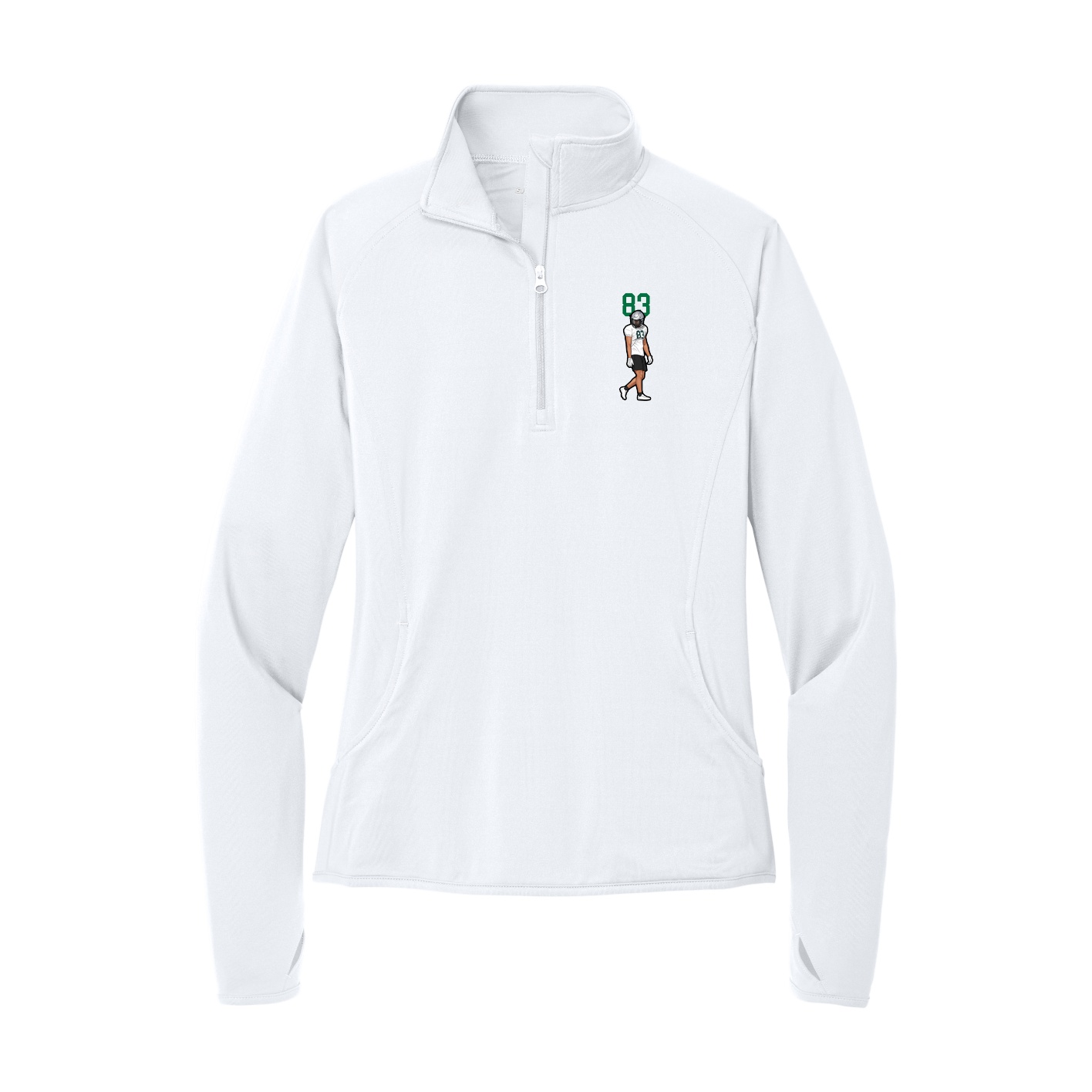 Women's Q-Zip Pullover — Number Top in White