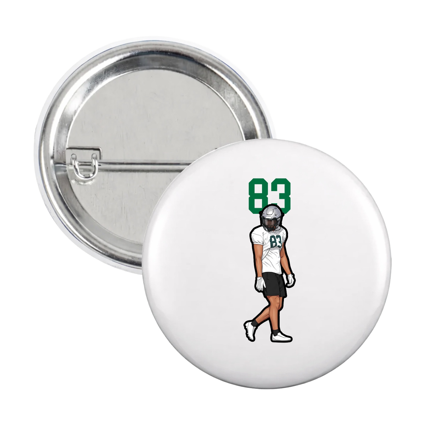 Game Day Button — Number Top in White