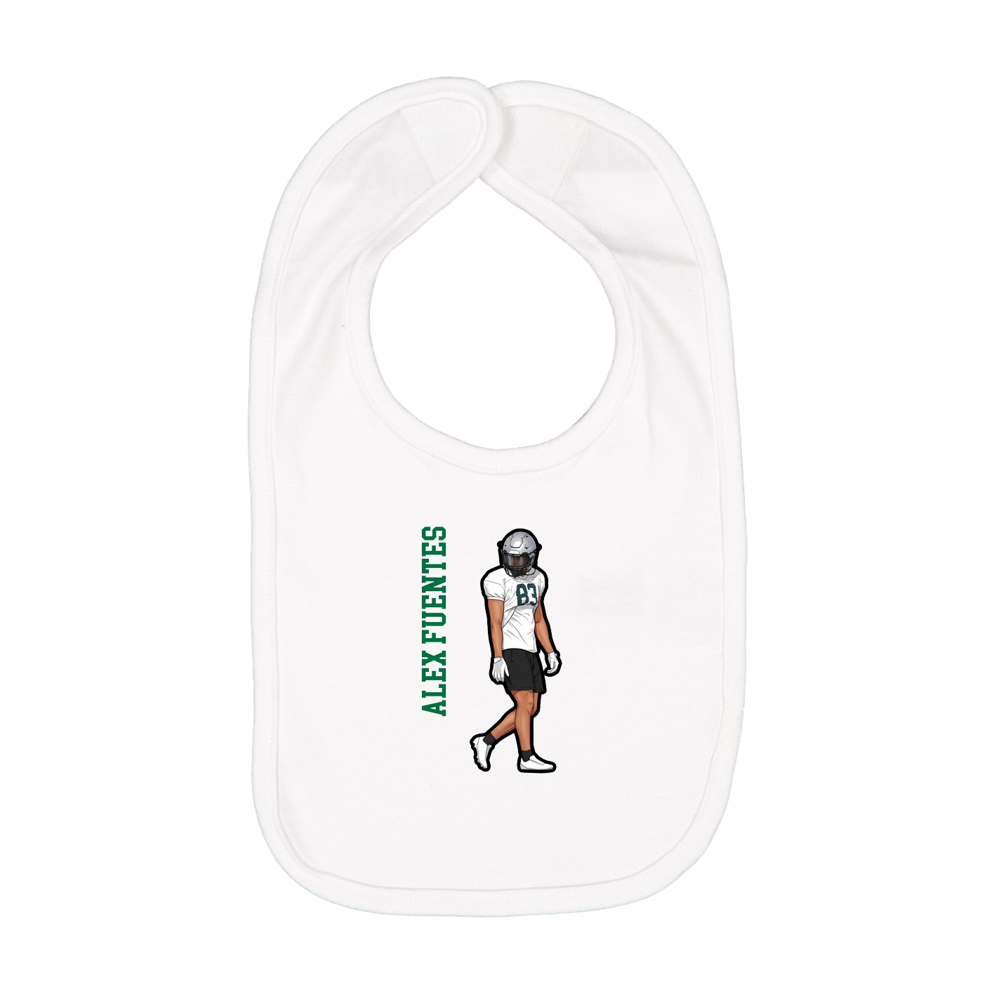 Infant Bib — Name Vertical in White