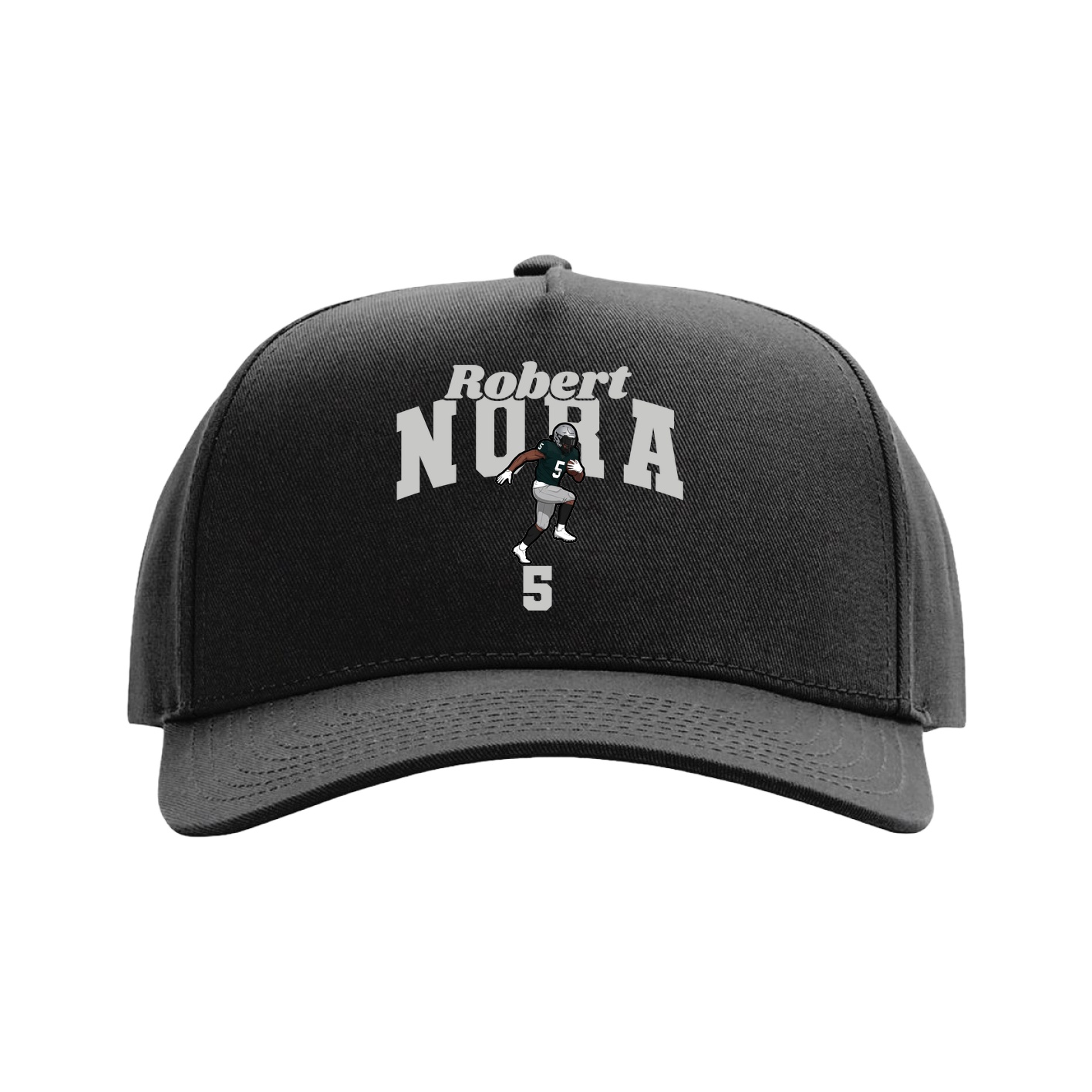 Full Fabric Five-Panel Champ Cap — Signature Arch in Black