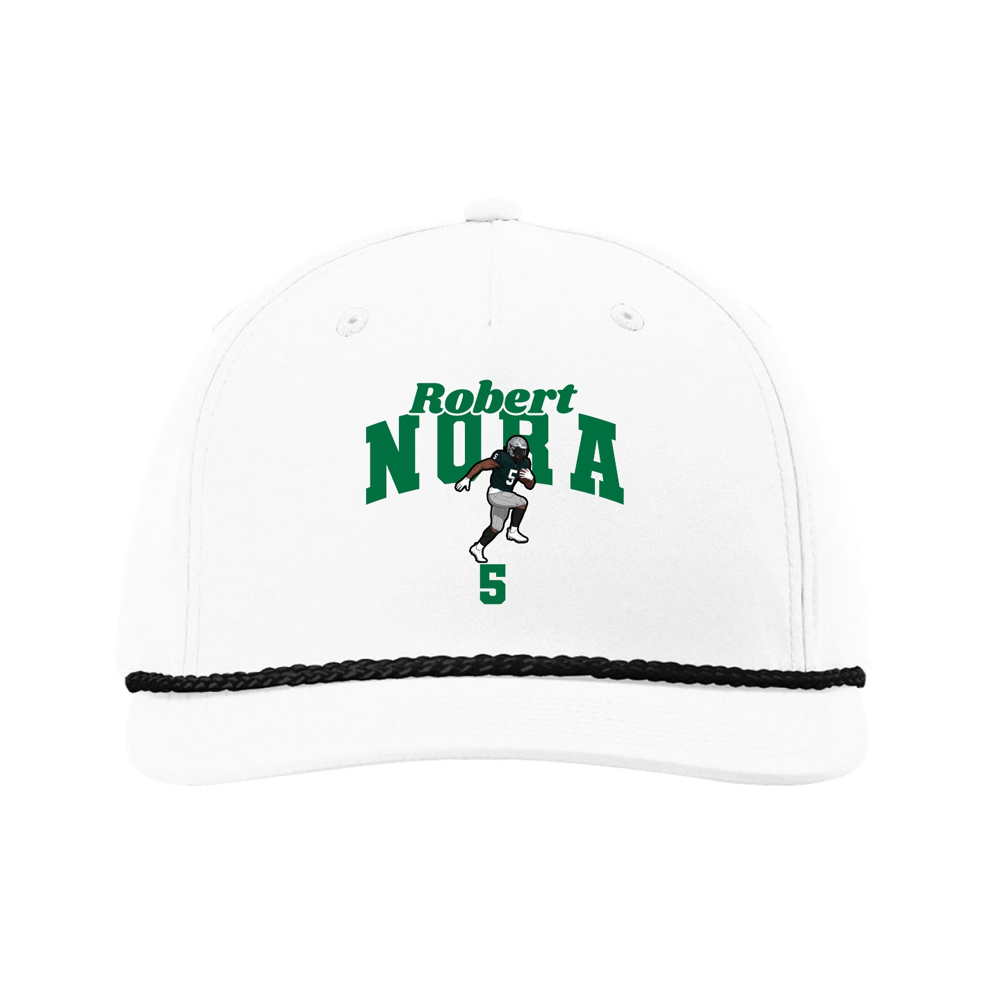 Five-Panel Classic Rope Cap — Signature Arch in White