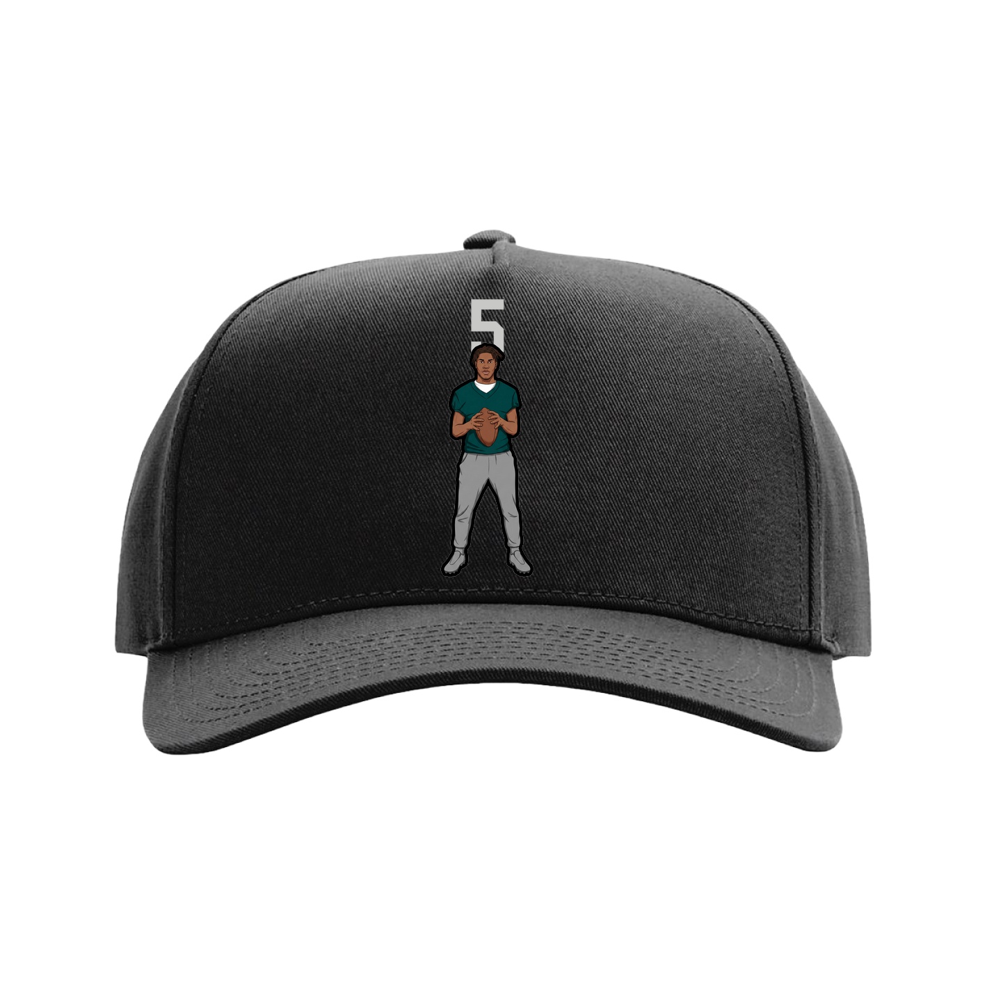 Full Fabric Five-Panel Champ Cap — Number Top in Black