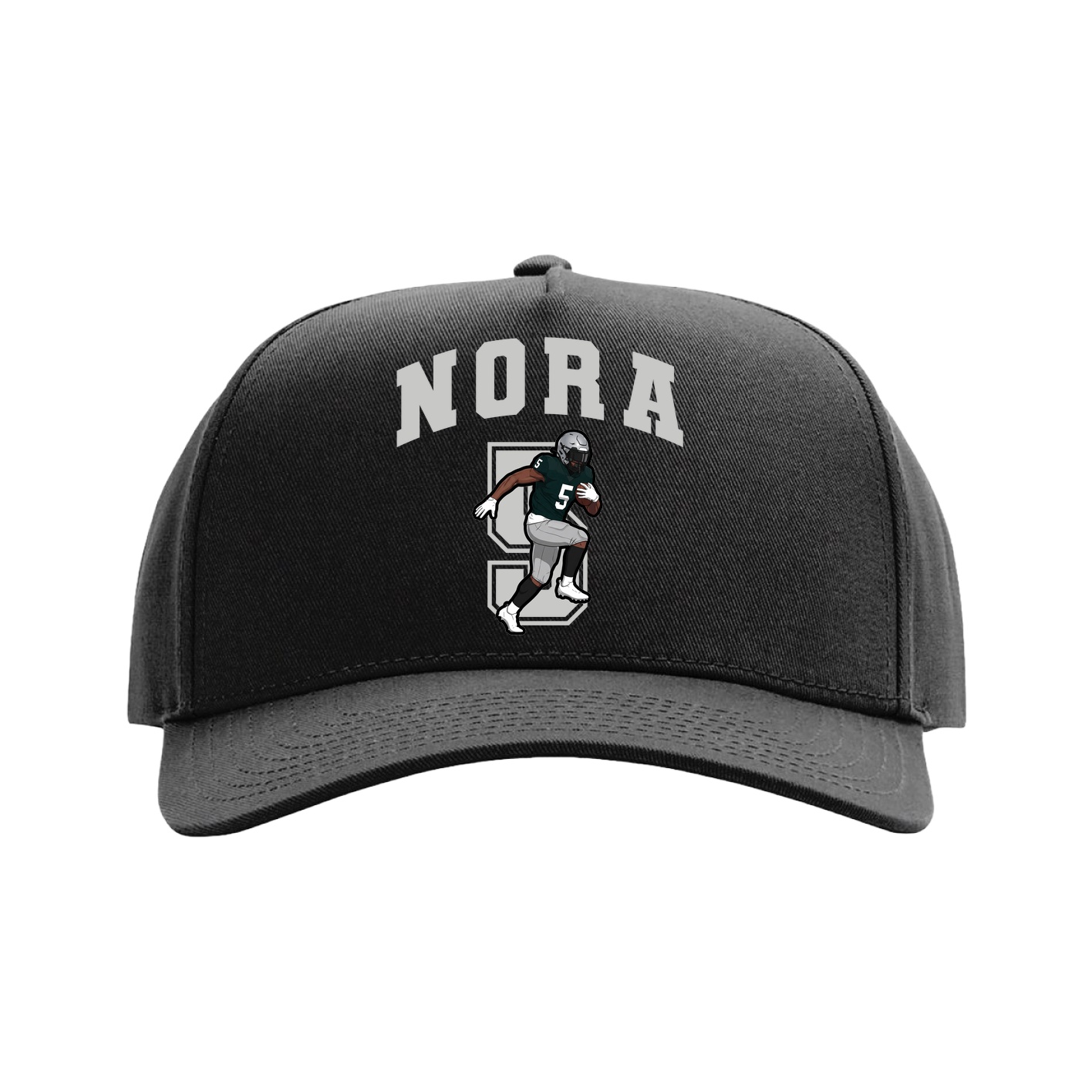 Full Fabric Five-Panel Champ Cap — Number in Black