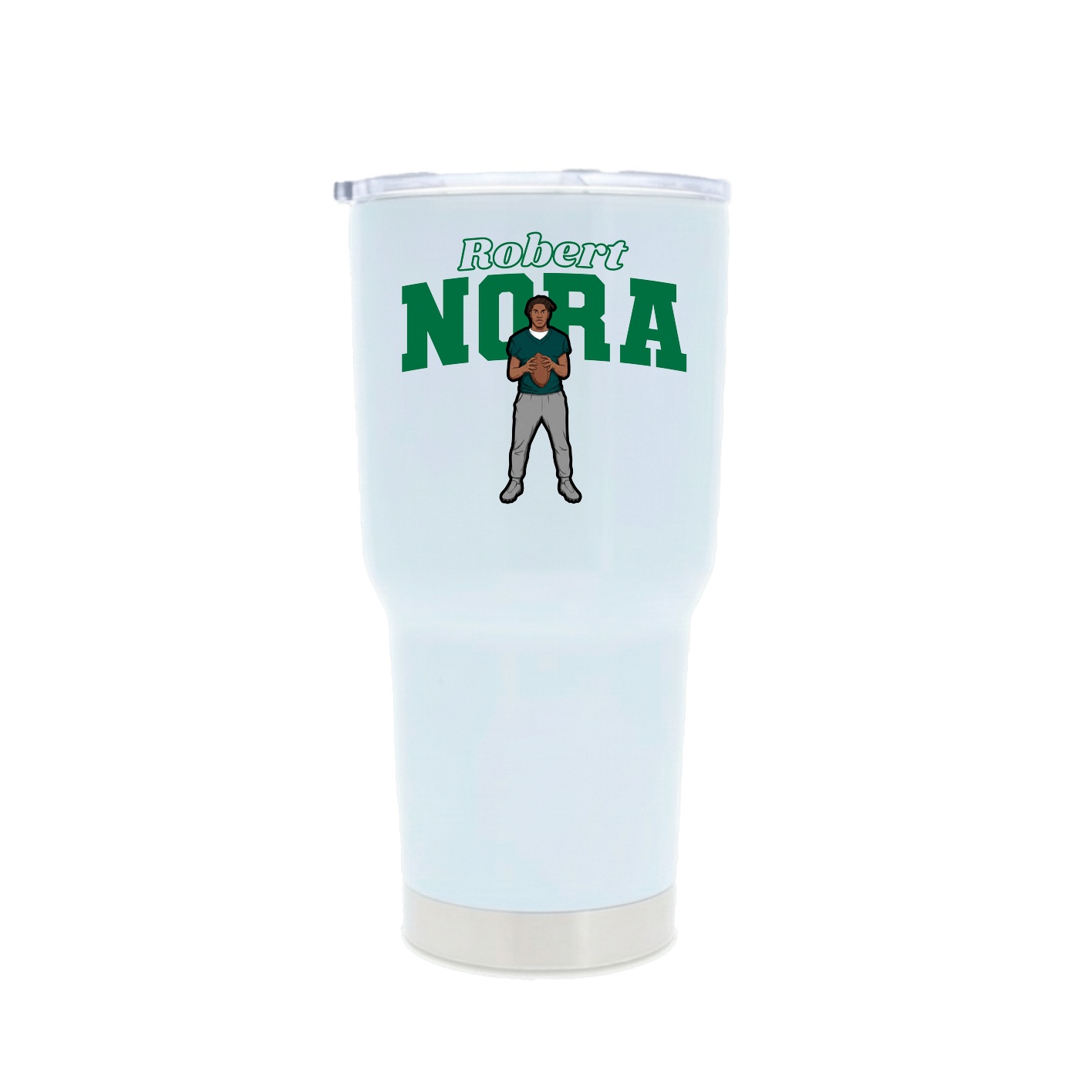 30oz Stainless Steel Tumbler — Name Arch in White
