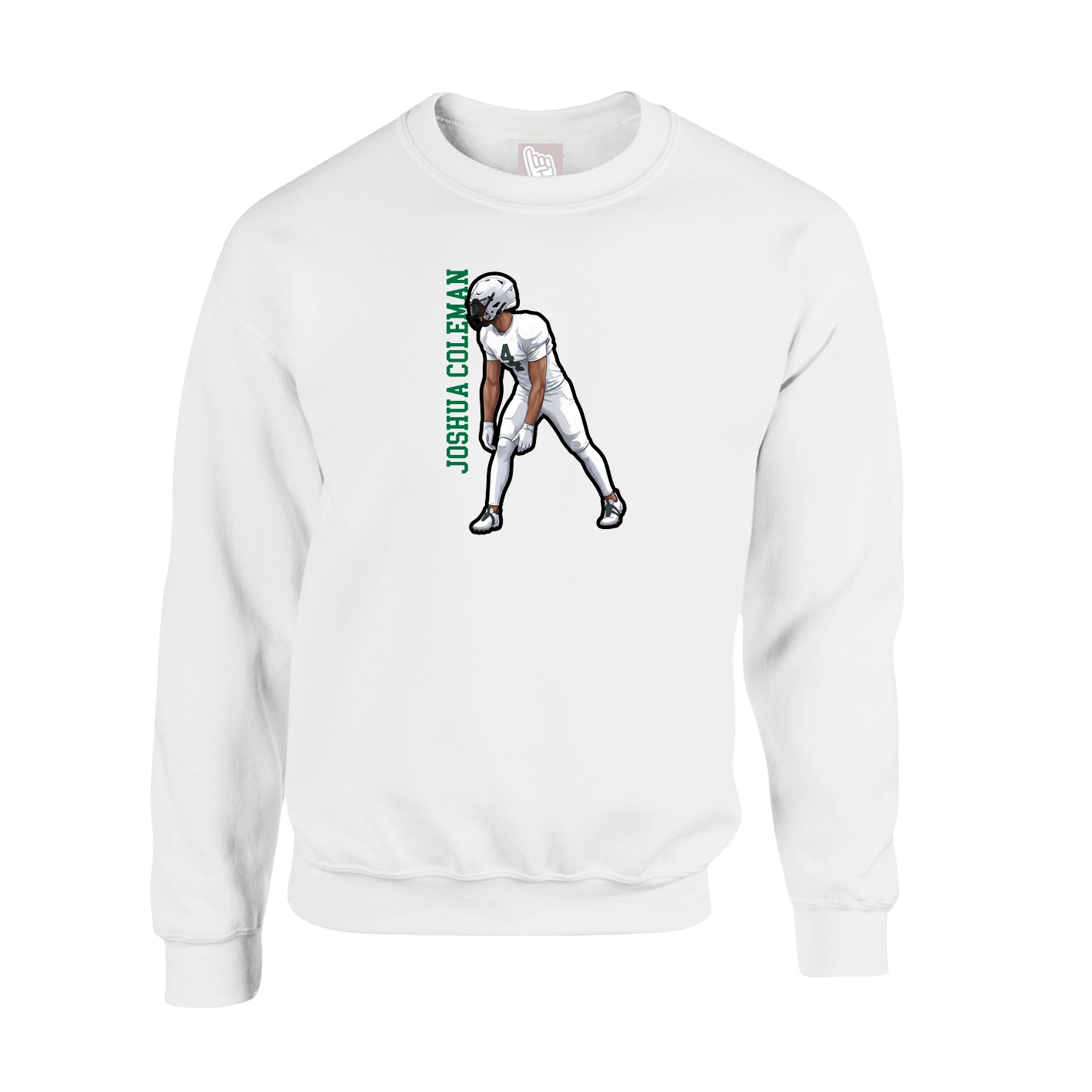 Fleece Crew — Name Vertical in White