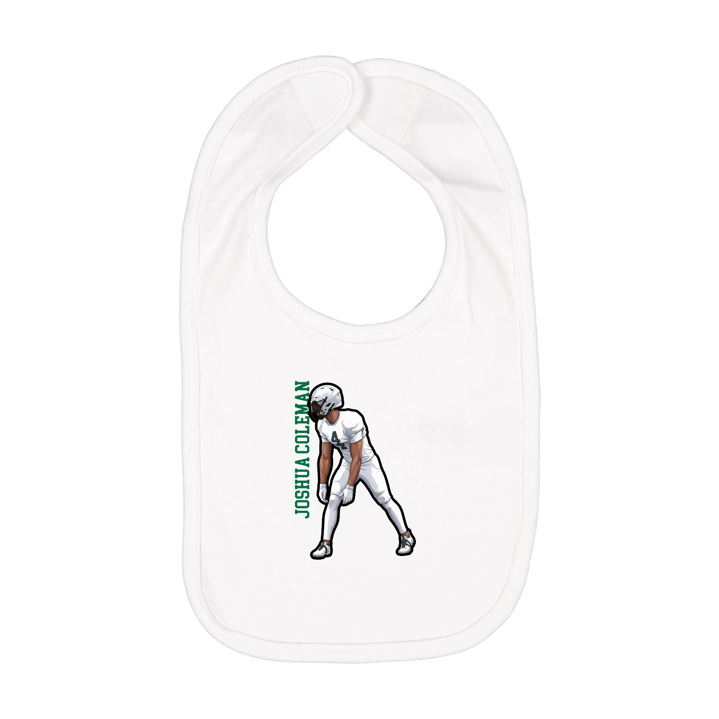 Infant Bib — Name Vertical in White