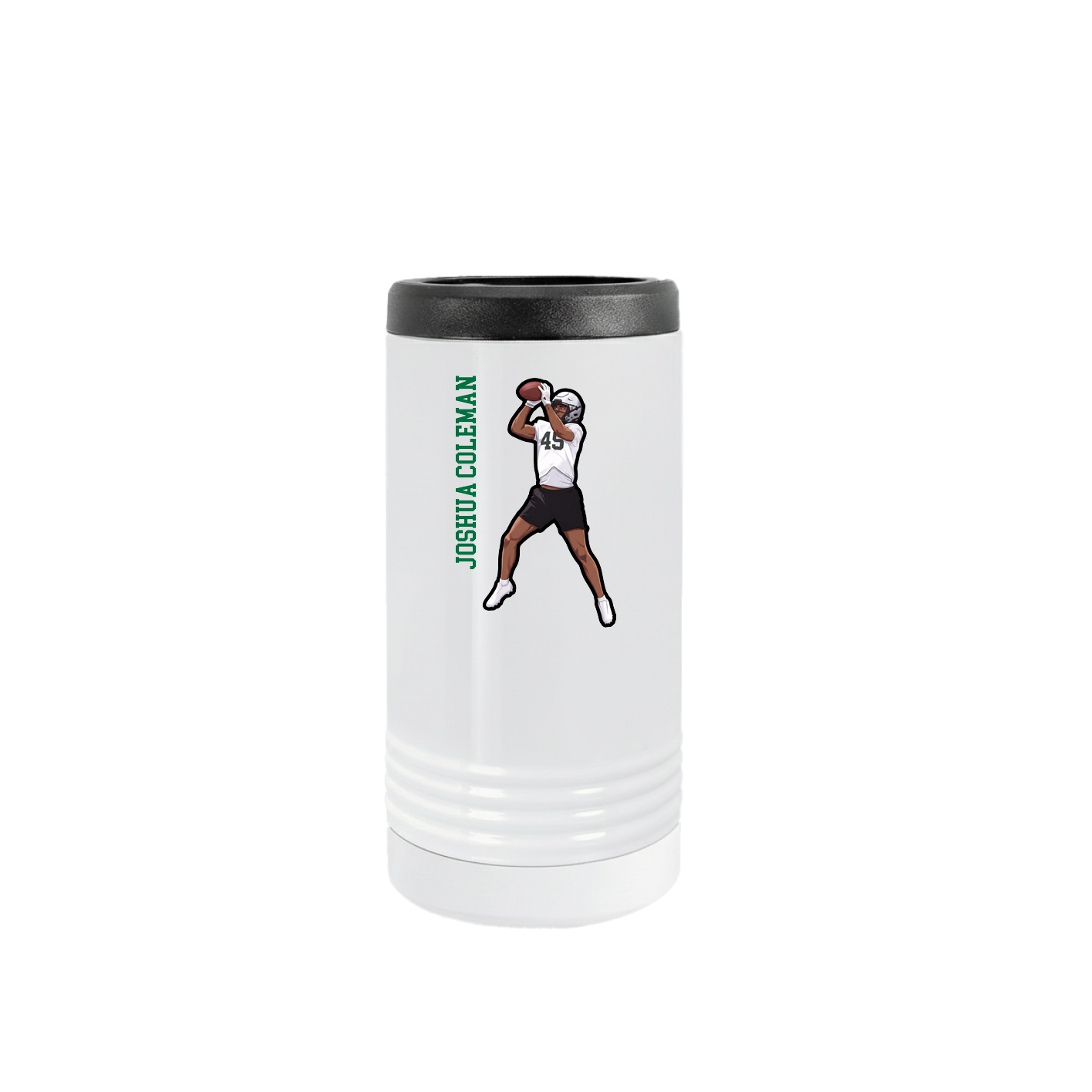 Slim Beverage Holder — Name Vertical in White