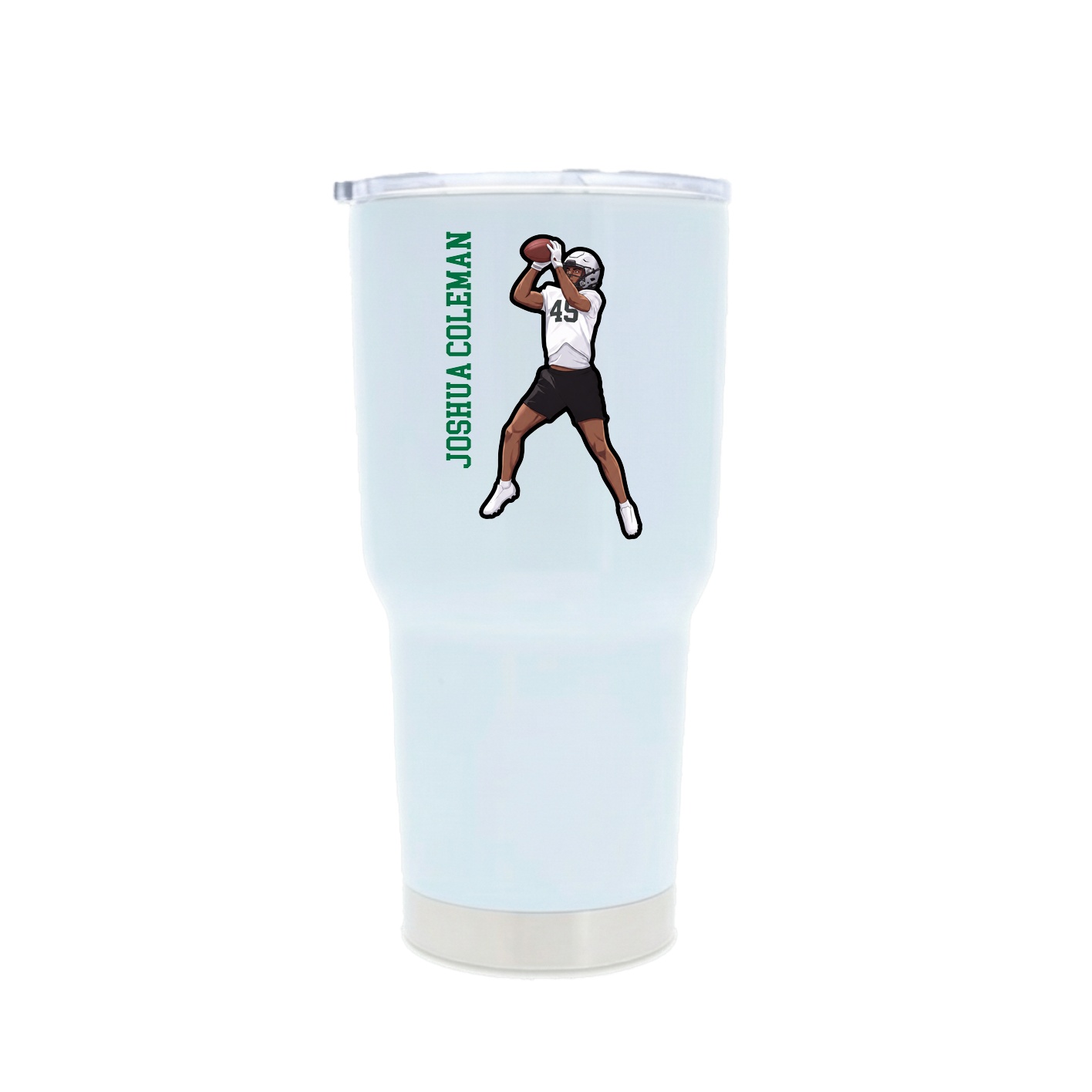 30oz Stainless Steel Tumbler — Name Vertical in White