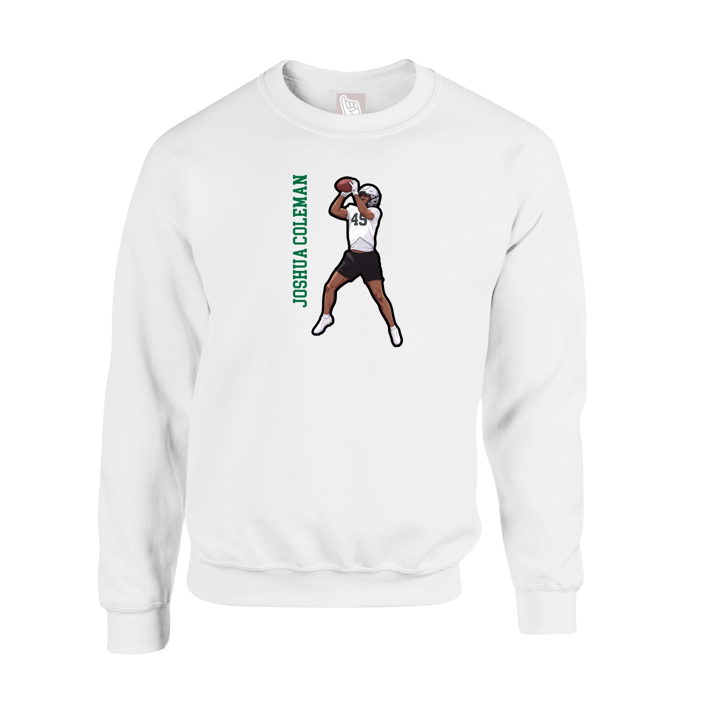 Fleece Crew — Name Vertical in White