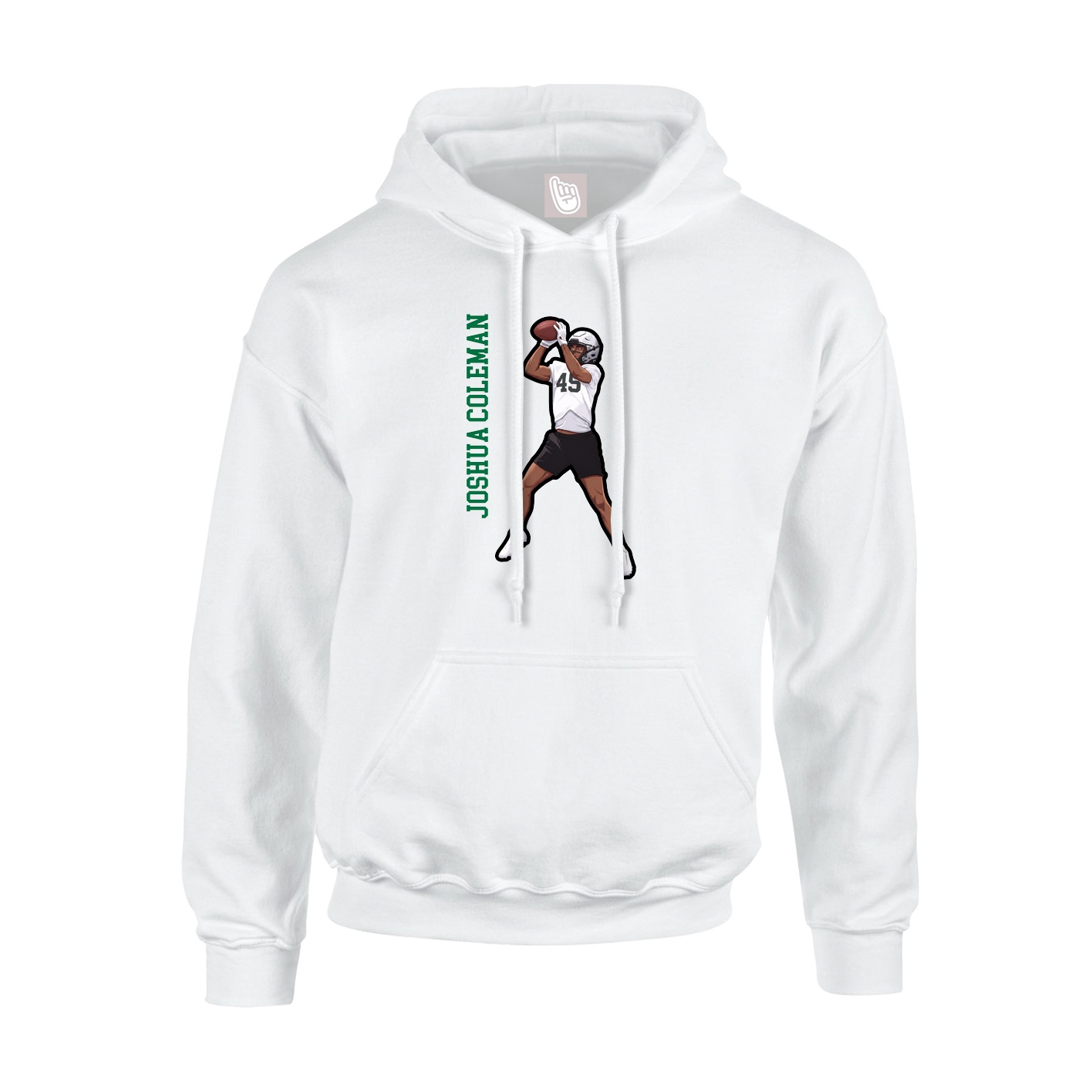 Youth Hoodie — Name Vertical in White