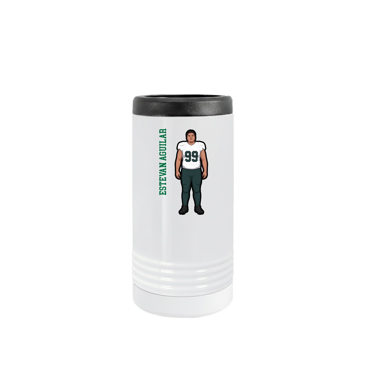 Slim Beverage Holder — Name Vertical in White