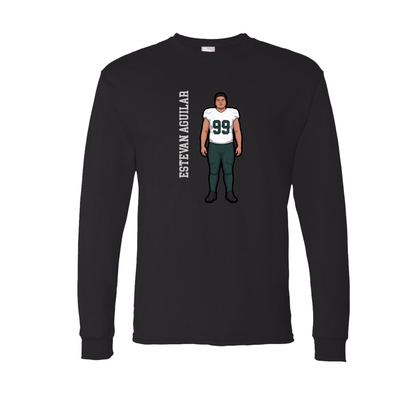 Long Sleeve Tee — Name Vertical in Black