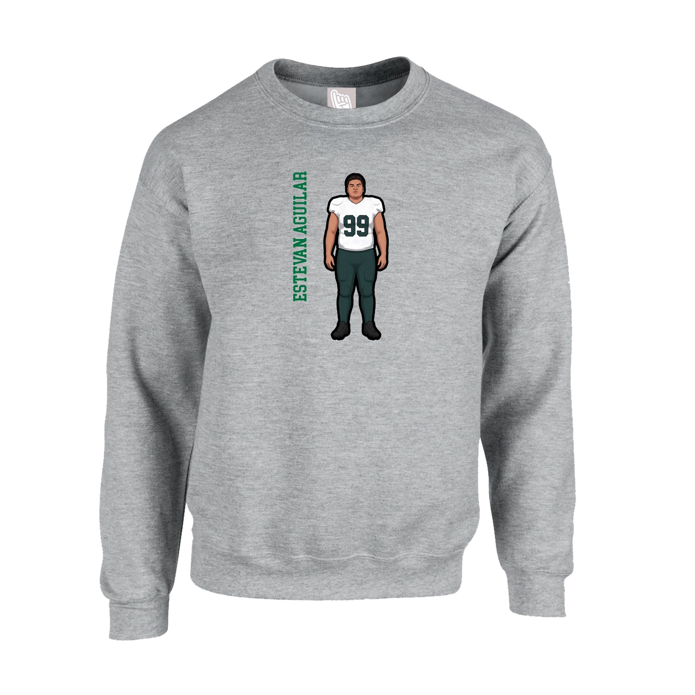 Fleece Crew — Name Vertical in Grey