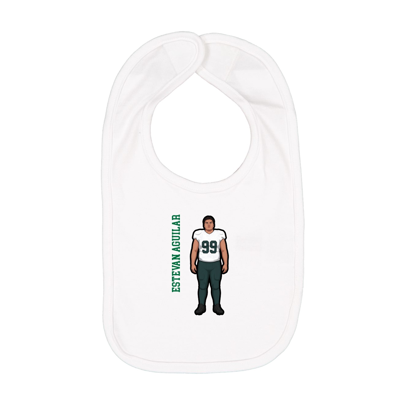 Infant Bib — Name Vertical in White