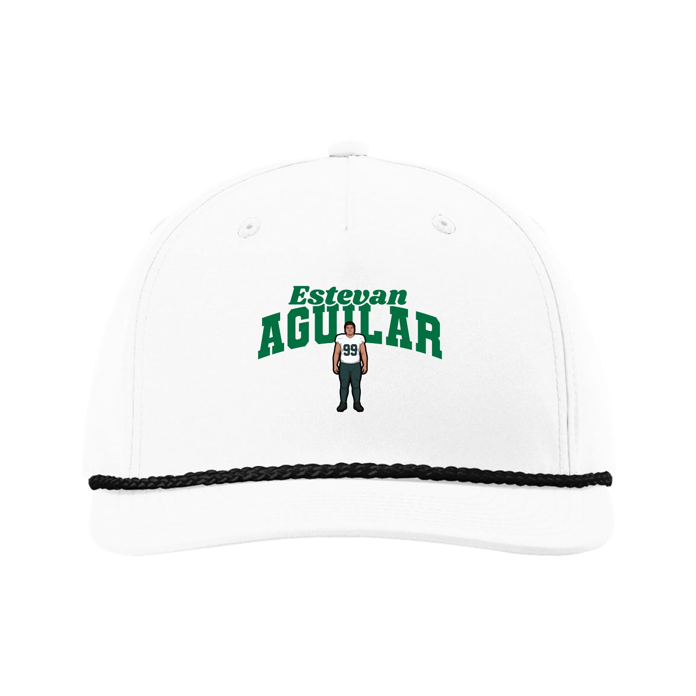 Five-Panel Classic Rope Cap — Signature Arch in White