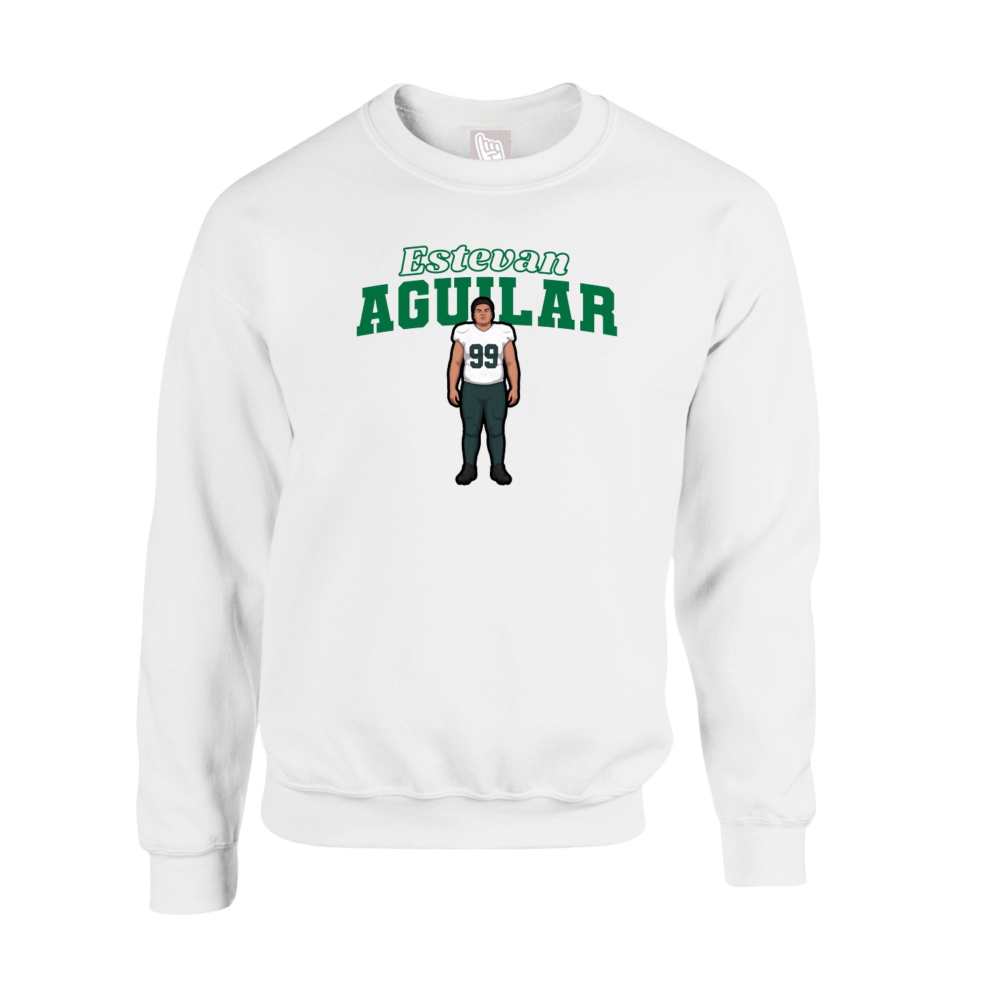 Fleece Crew — Name Arch in White