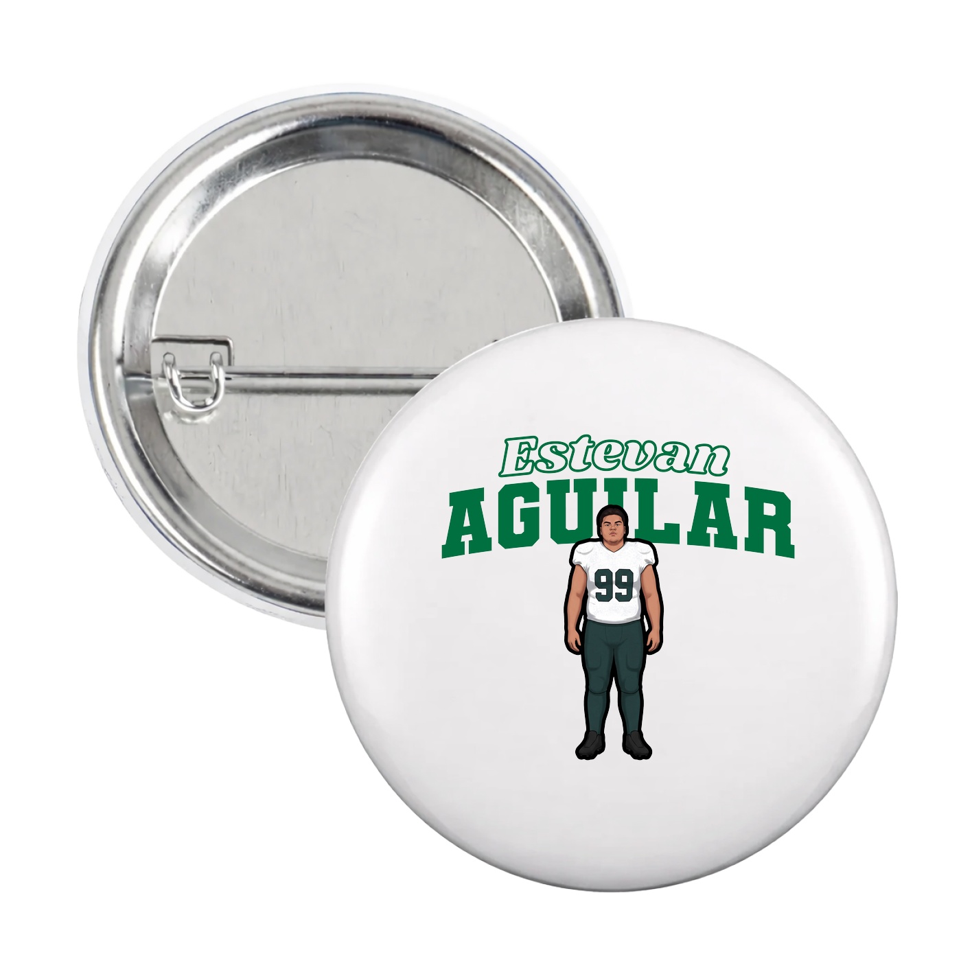 Game Day Button — Name Arch in White