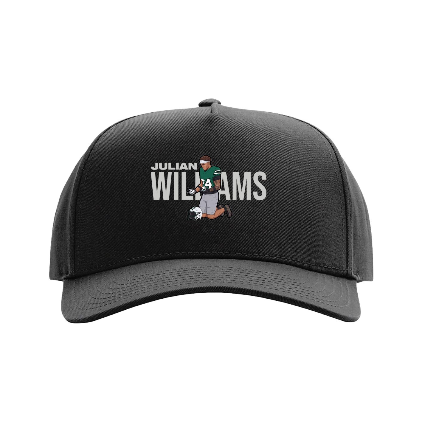 Full Fabric Five-Panel Champ Cap — Player Name in Black
