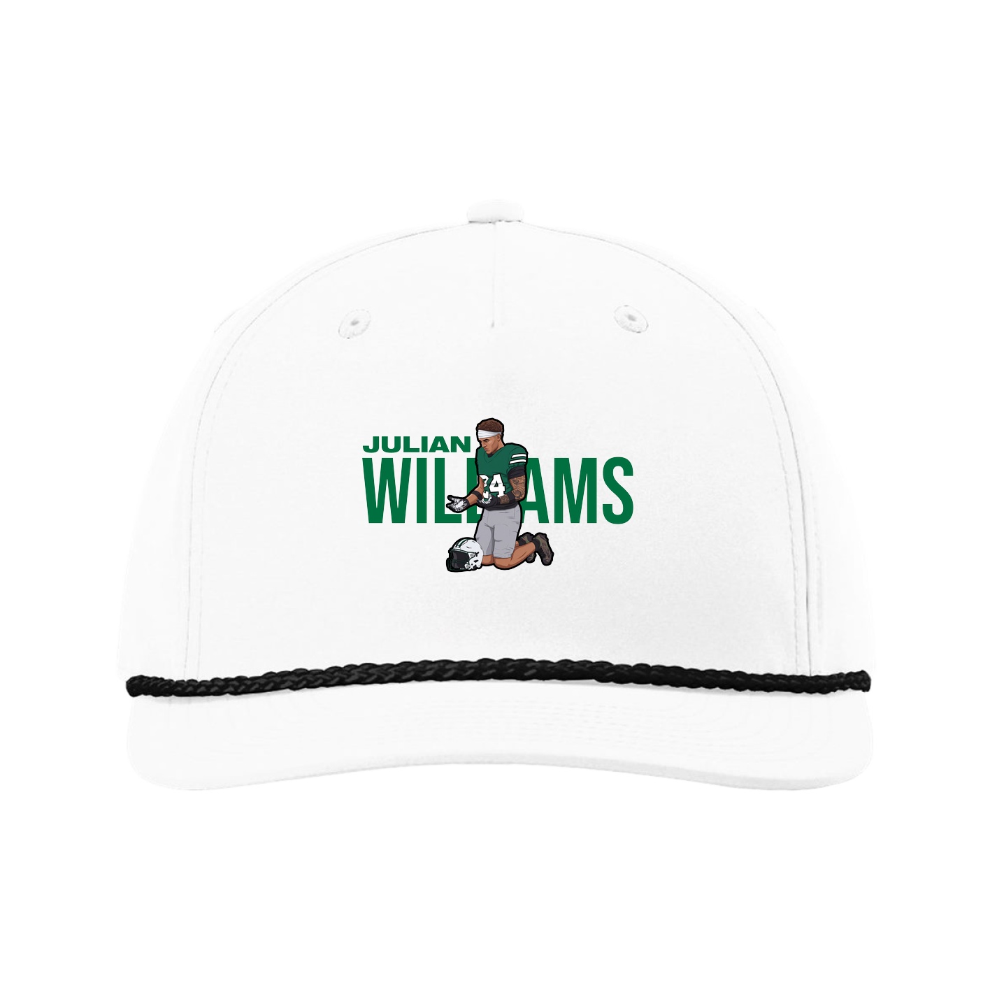 Five-Panel Classic Rope Cap — Player Name in White