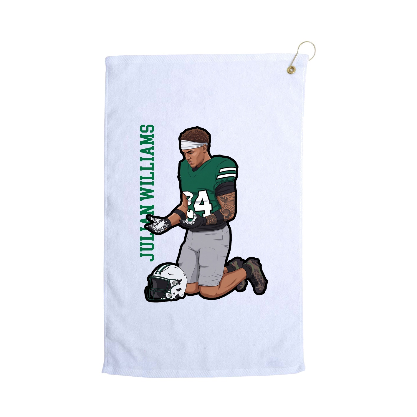 Golf Towel — Name Vertical in White