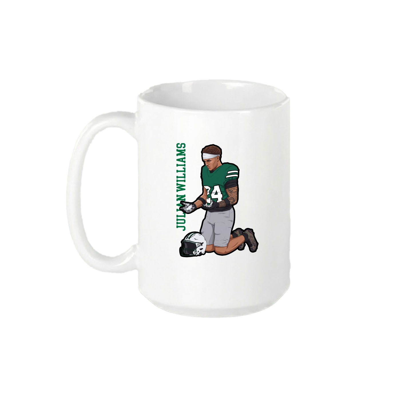 15oz Coffee Mug — Name Vertical in White