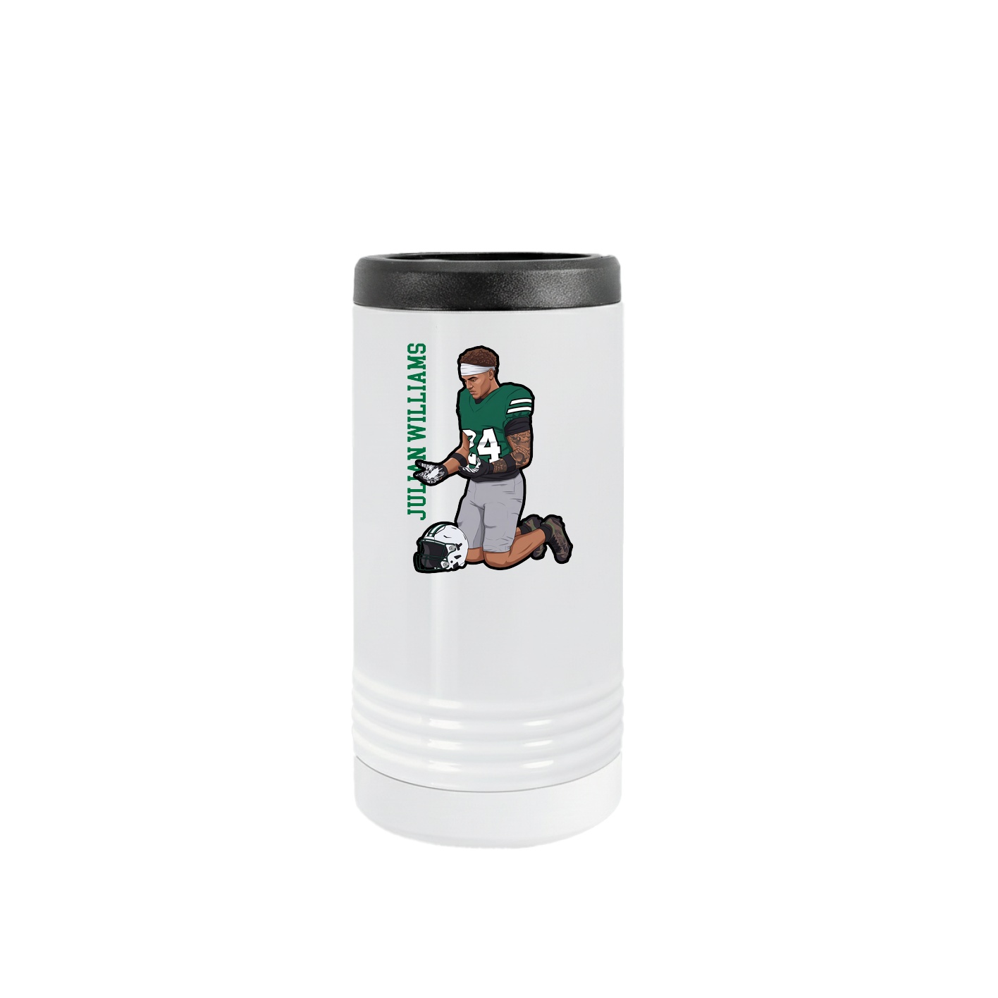 Slim Beverage Holder — Name Vertical in White