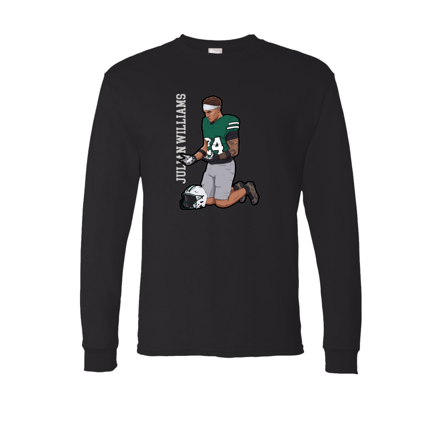Long Sleeve Tee — Name Vertical in Black
