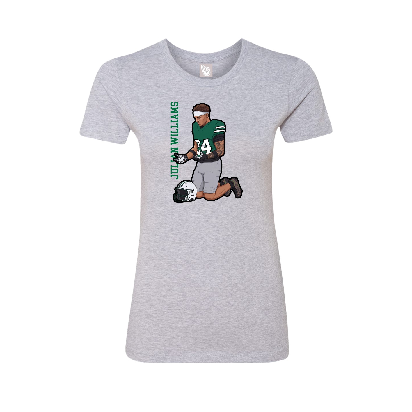 Fitted Women's Tee — Name Vertical in Grey