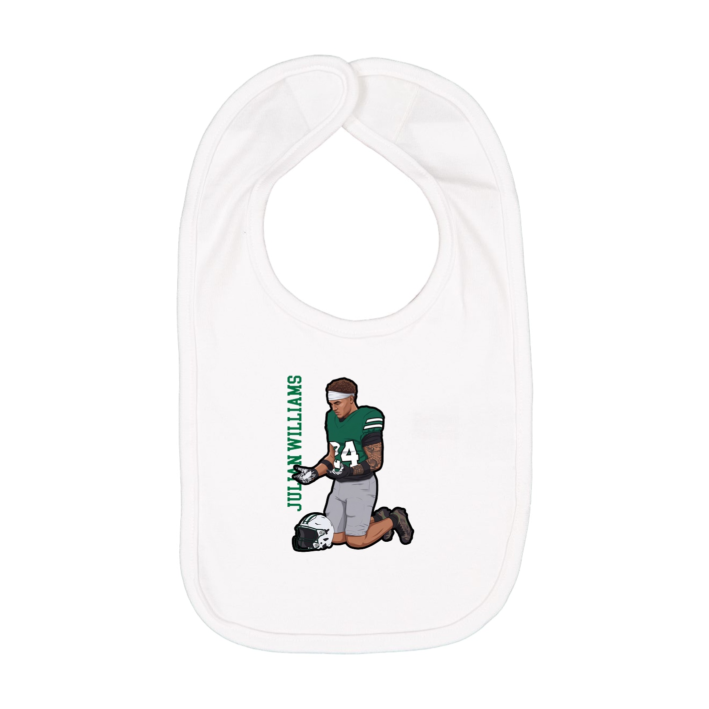 Infant Bib — Name Vertical in White