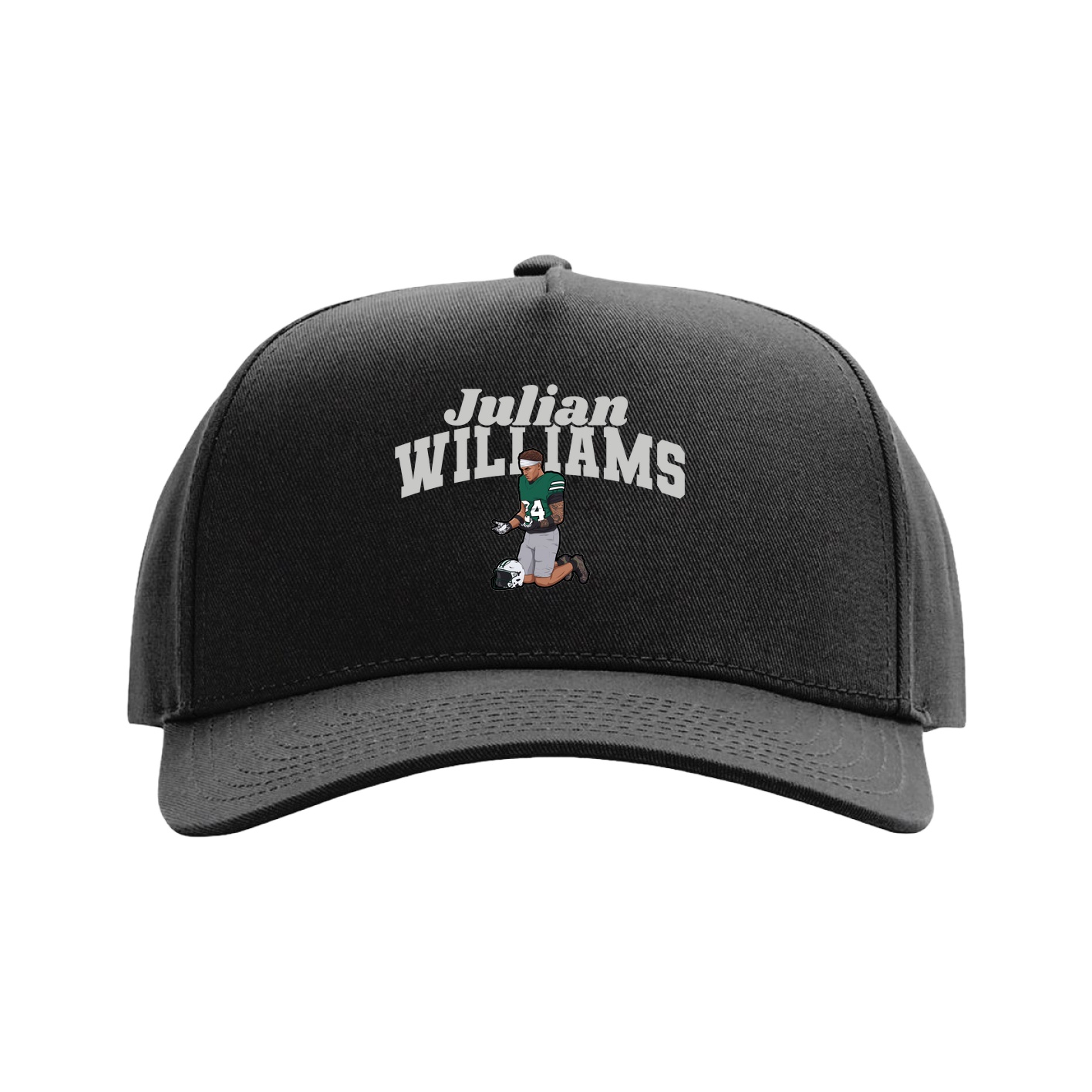 Full Fabric Five-Panel Champ Cap — Signature Arch in Black