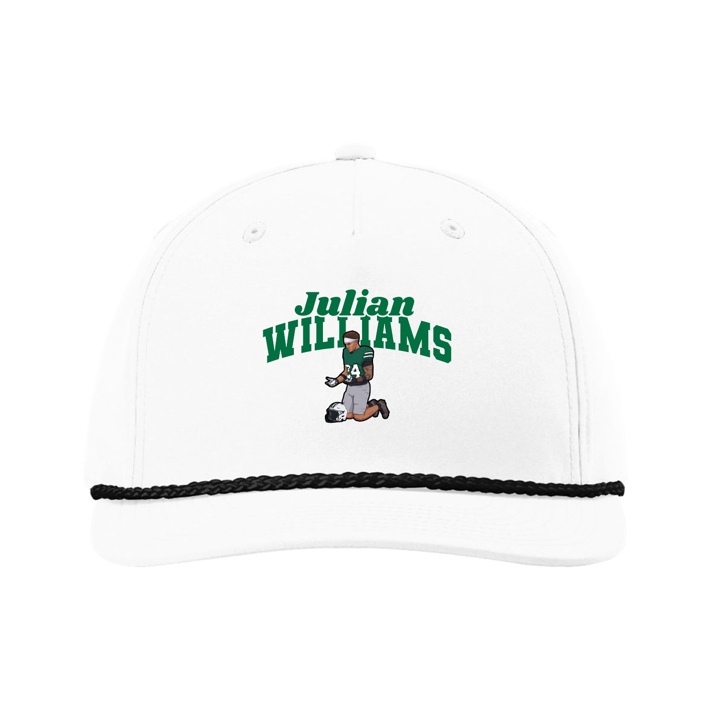 Five-Panel Classic Rope Cap — Signature Arch in White