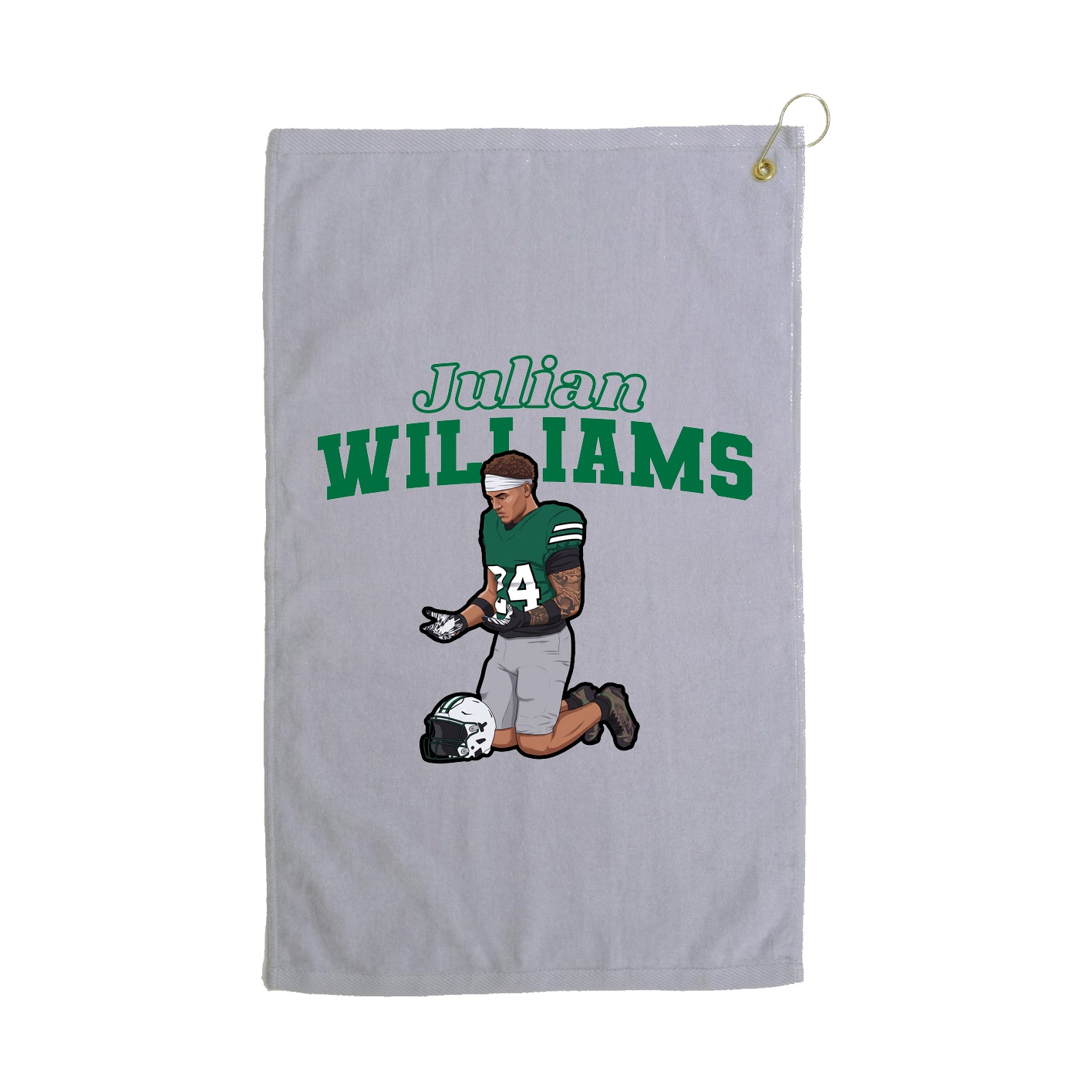 Golf Towel — Name Arch in Grey
