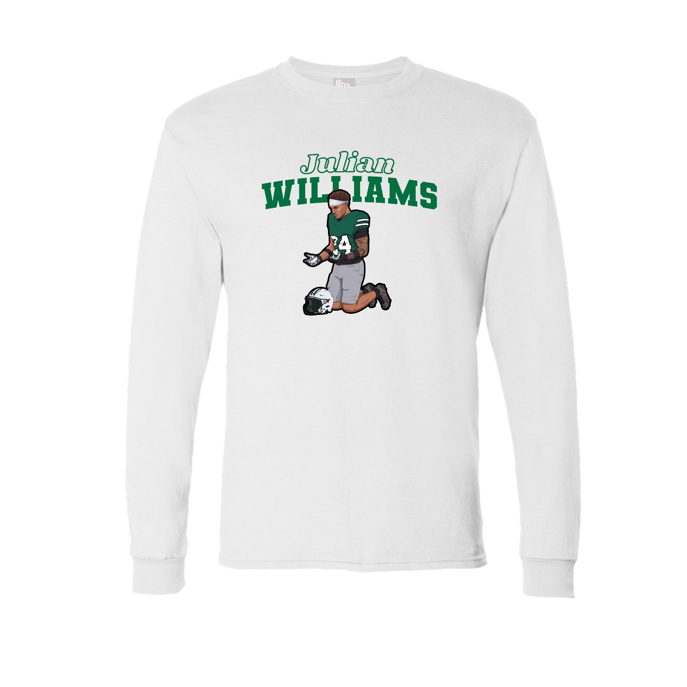 Long Sleeve Tee — Name Arch in White