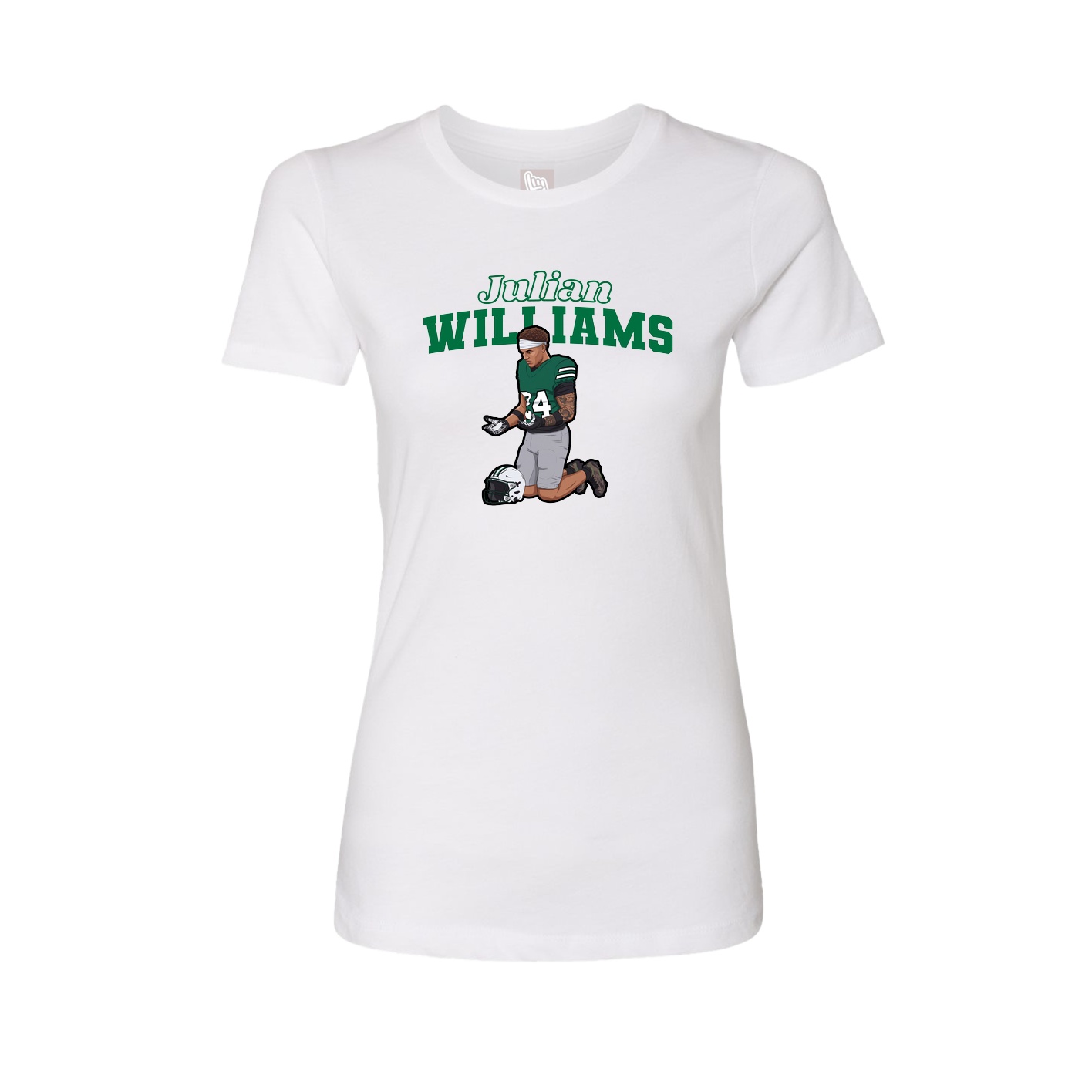 Fitted Women's Tee — Name Arch in White
