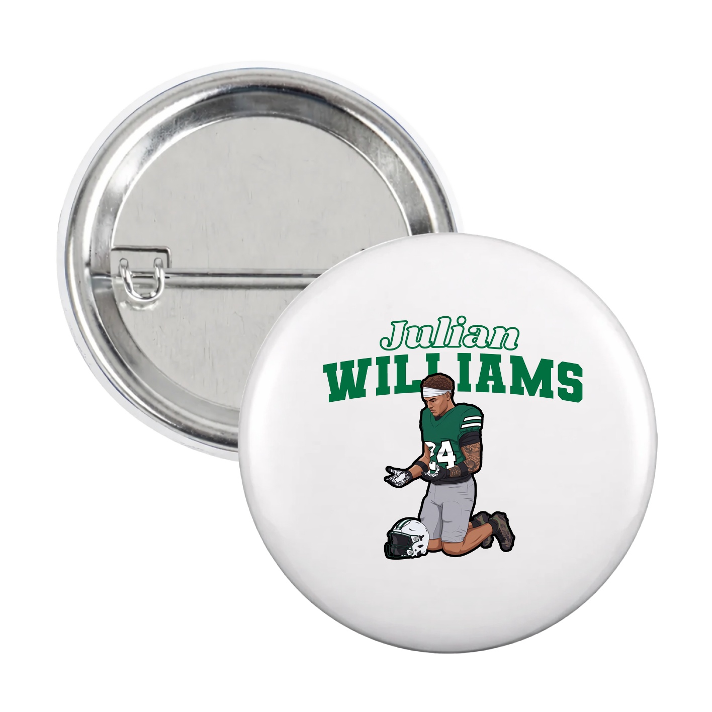 Game Day Button — Name Arch in White