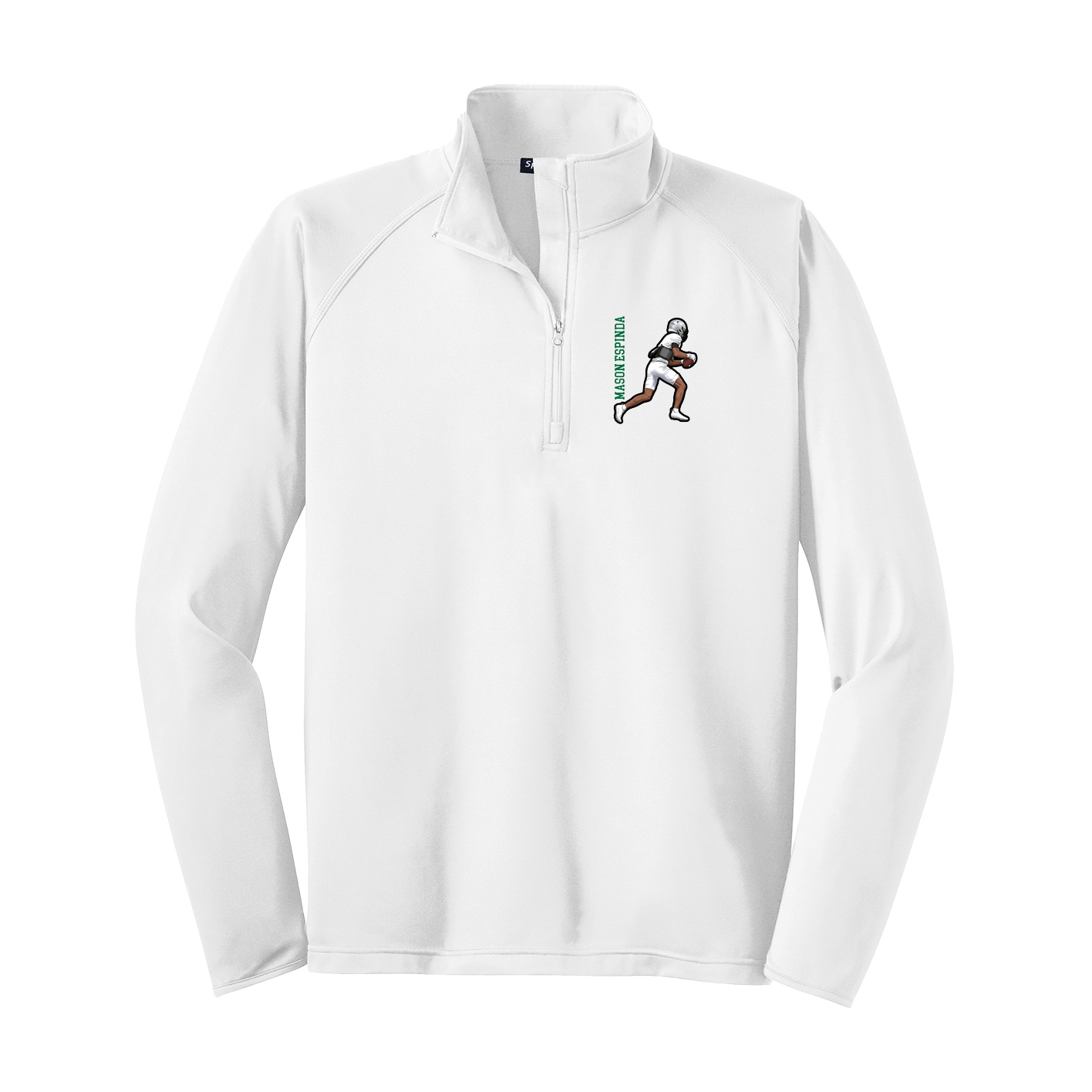 Q-Zip Pullover — Name Vertical in White