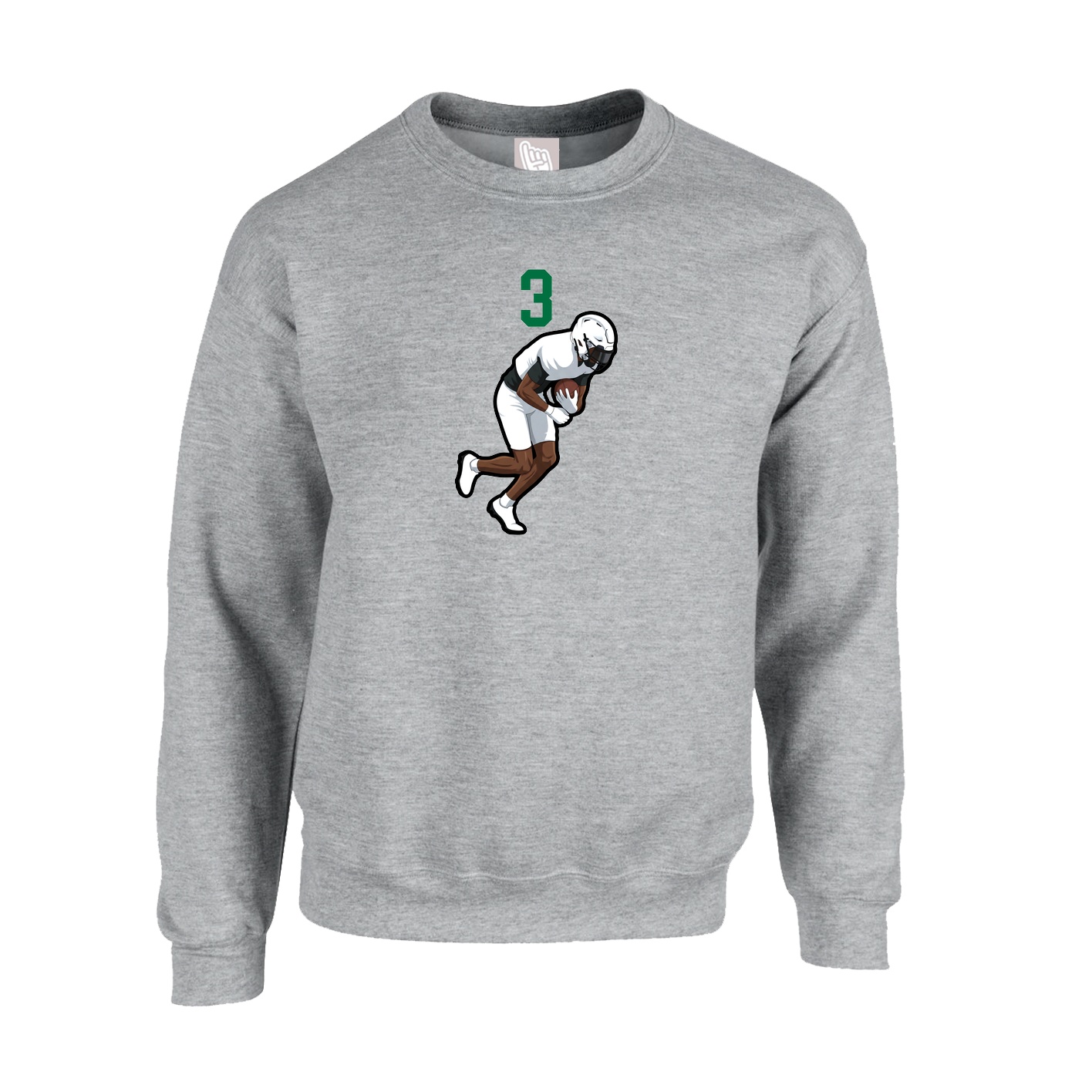 Fleece Crew — Number Top in Grey