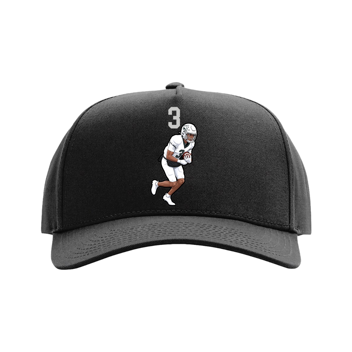 Full Fabric Five-Panel Champ Cap — Number Top in Black
