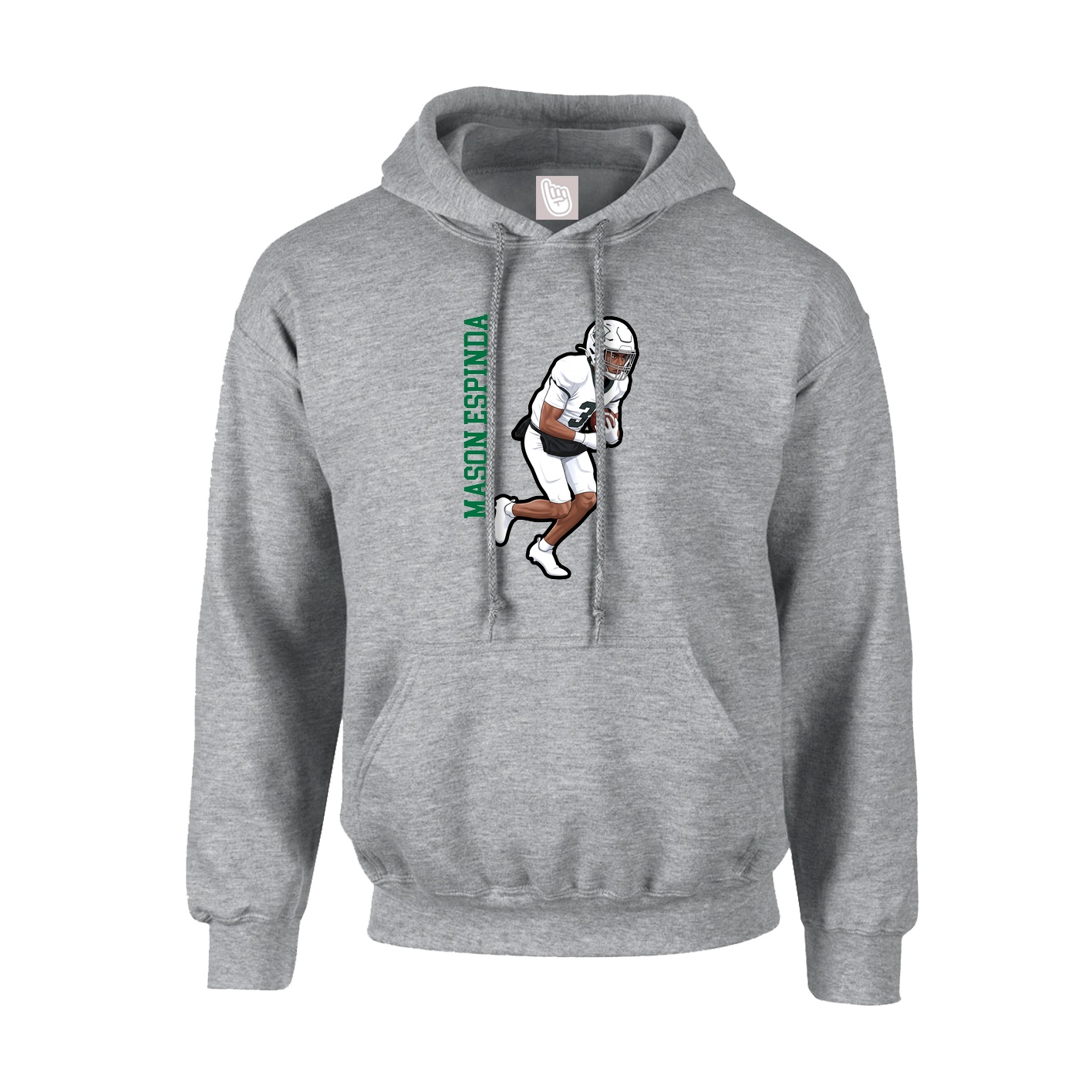 Hoodie — Name Vertical in Grey