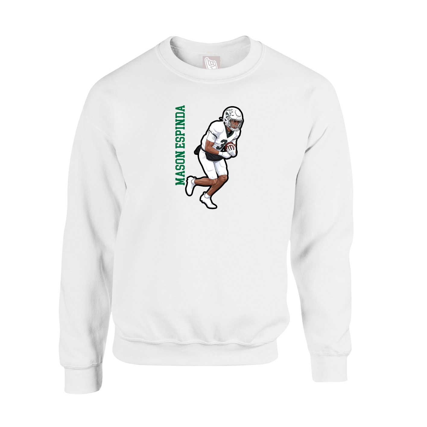 Fleece Crew — Name Vertical in White